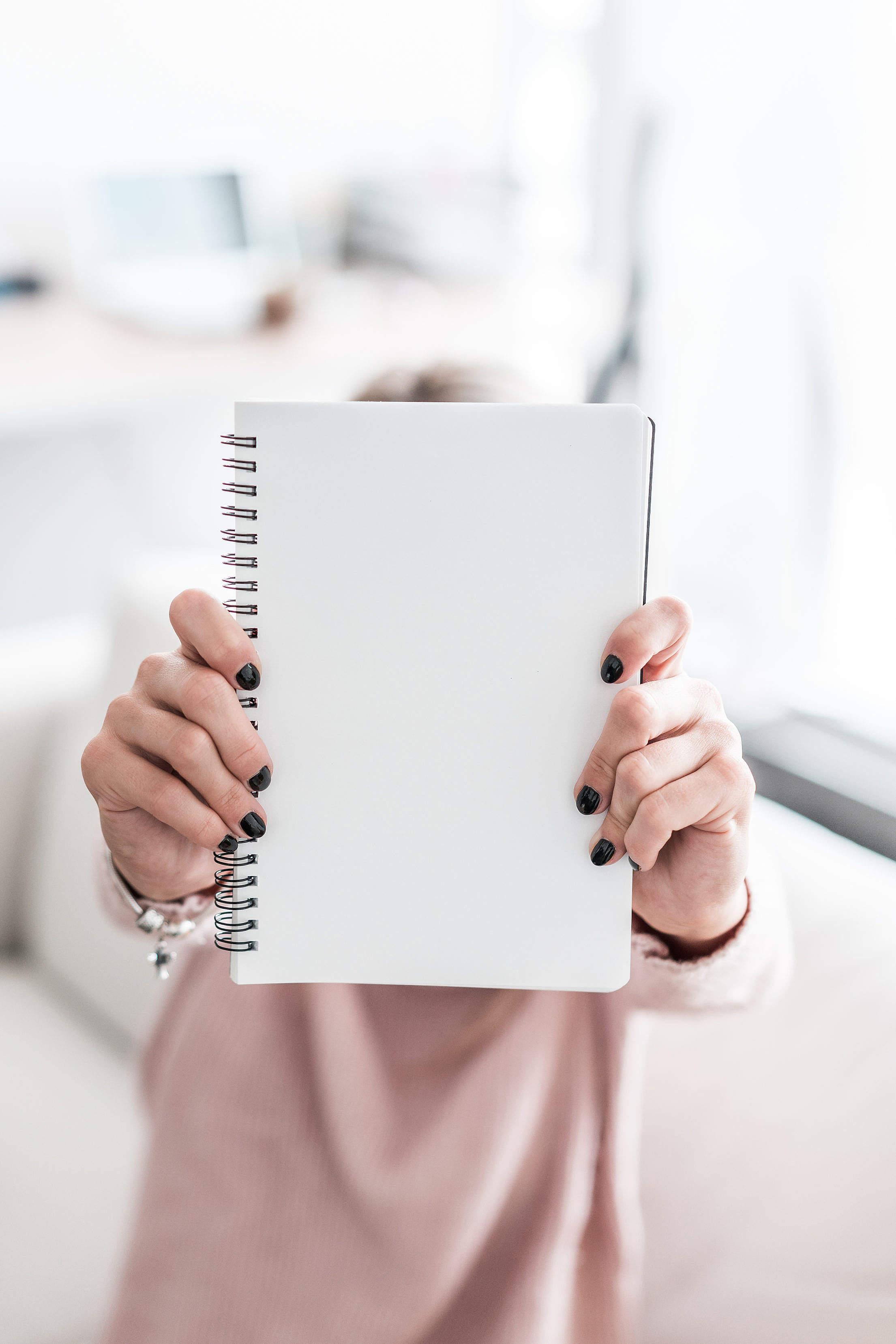 Woman Holding Blank Notebook Free Stock Photo Picjumbo