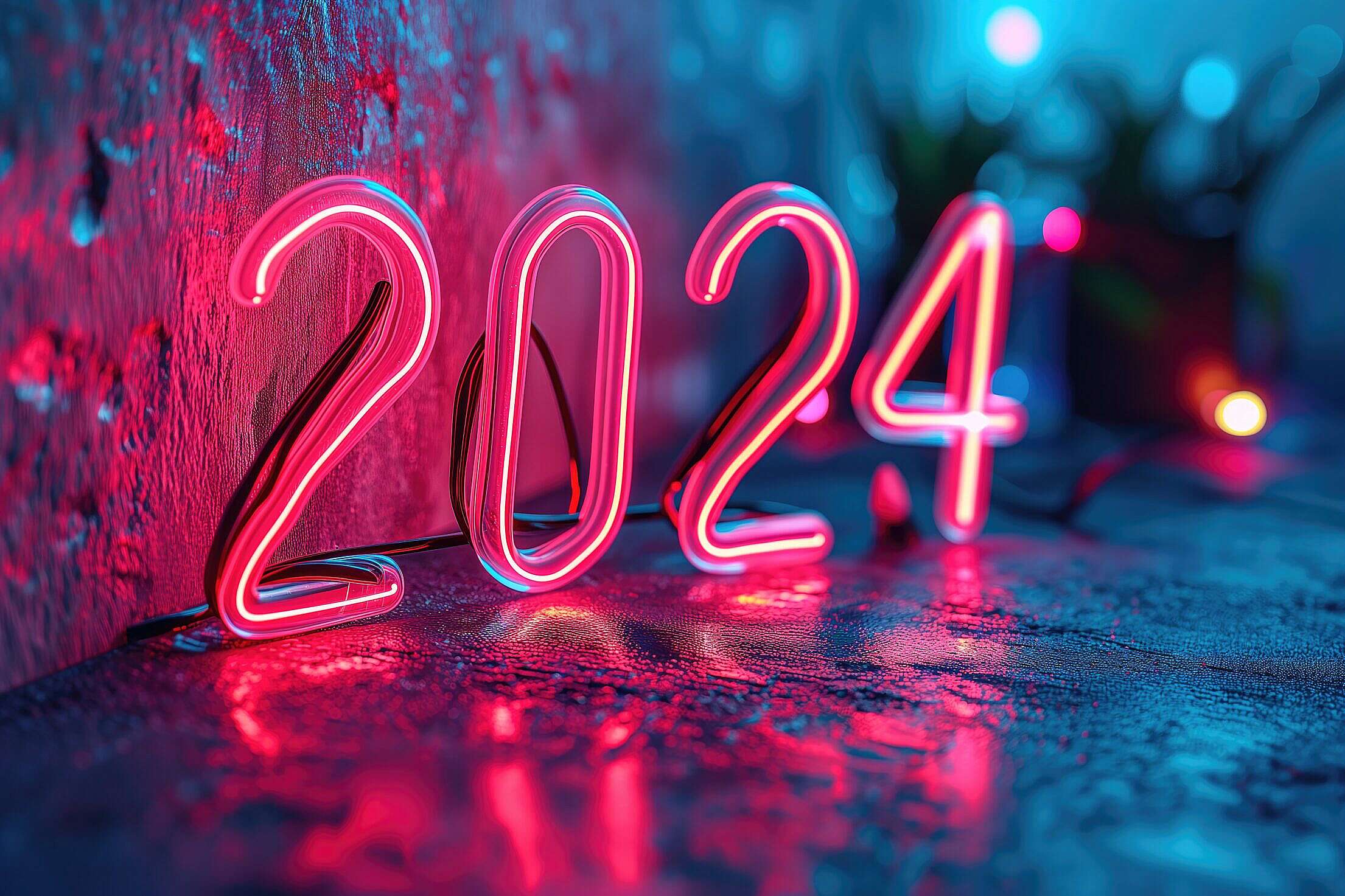 2024 Neon Numbers Free Stock Photo | picjumbo