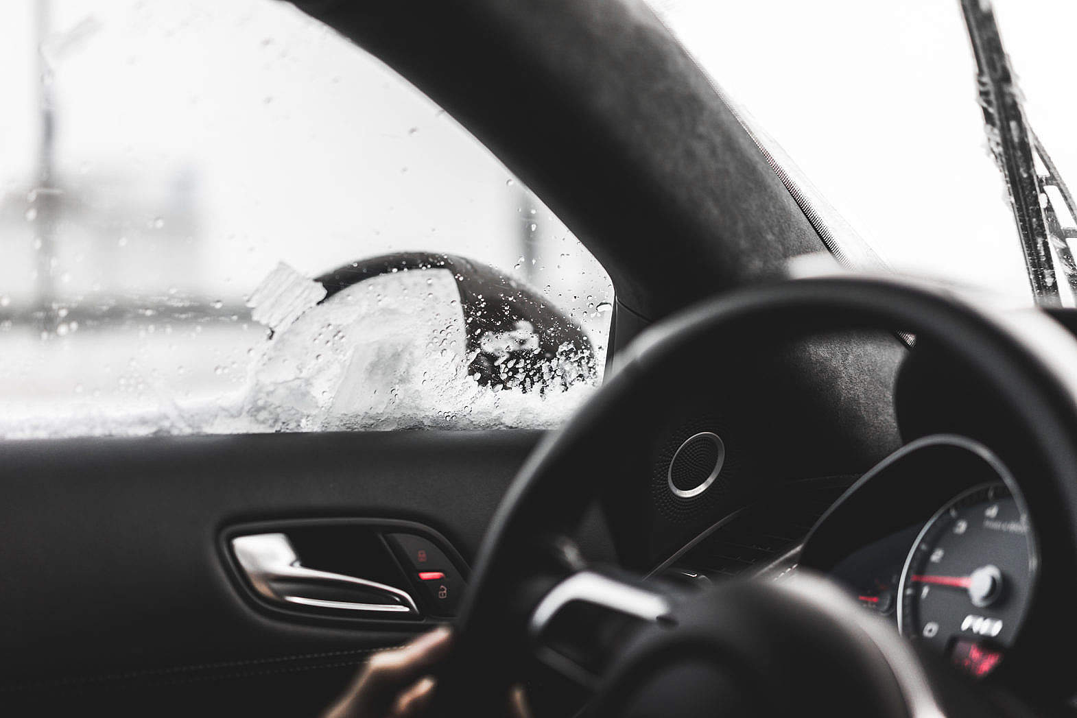 &quot;A&quot; Pillar in Modern Car Interior Dashboard with Steering