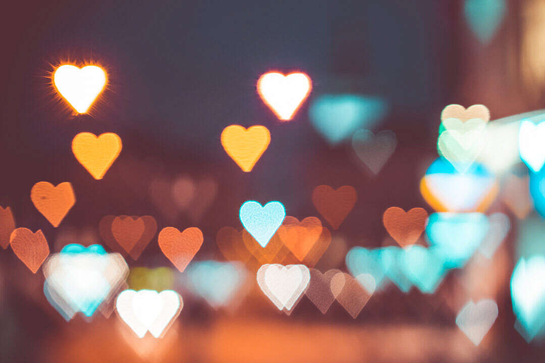 Abstract Bokeh Hearts Real Light