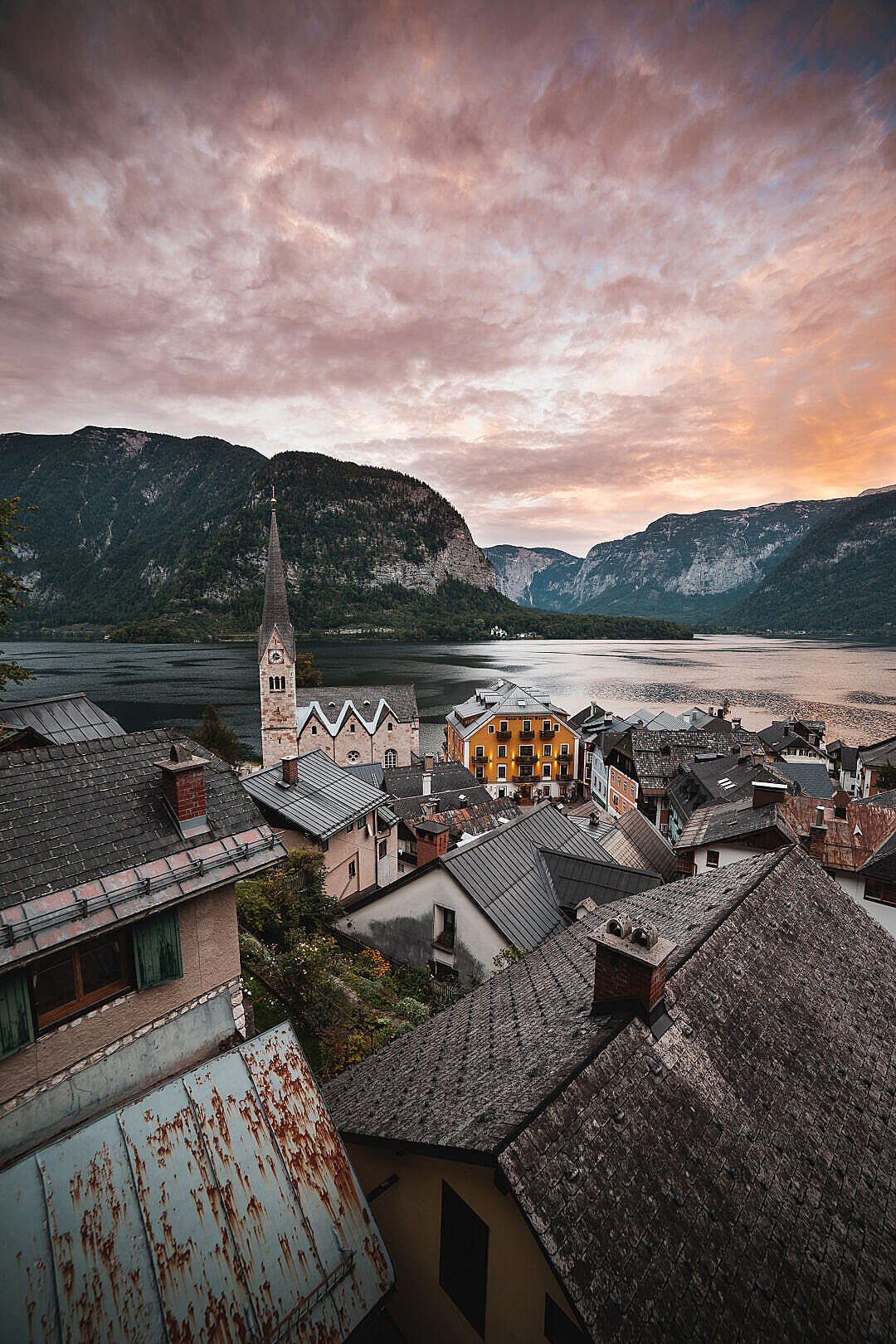 Amazing Sunset Sky Above Hallstatt