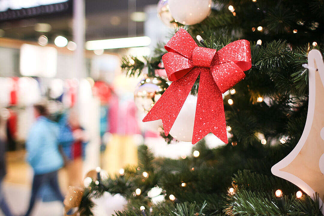 Download Another Christmas Tree Detail in Shopping Mall FREE Stock Photo