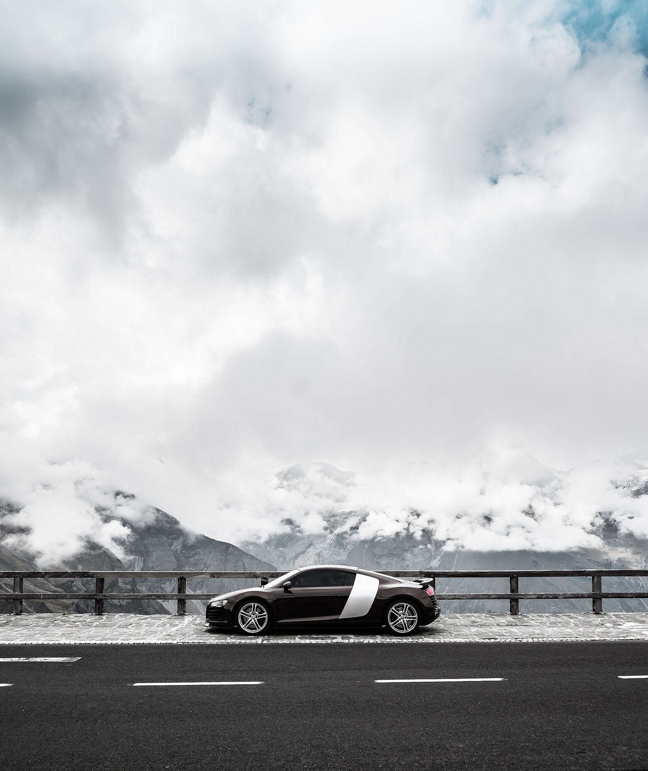 Audi R8 on Grossglockner Quote Free Stock Photo