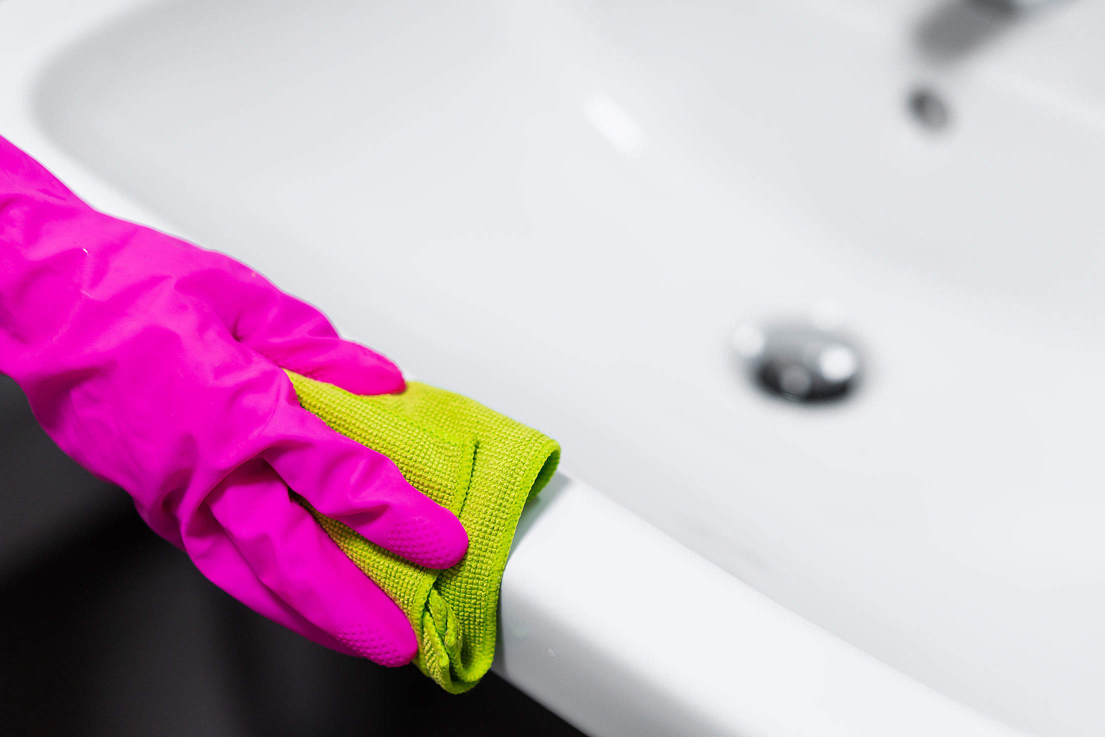 Bathroom Cleaning Microfibre Cloth Polishing Free Stock Photo
