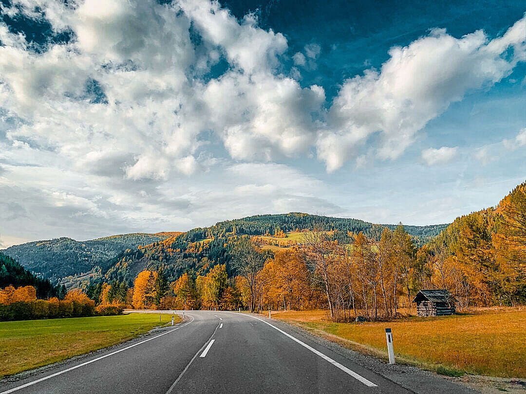 Beautiful Autumn Road in Austria