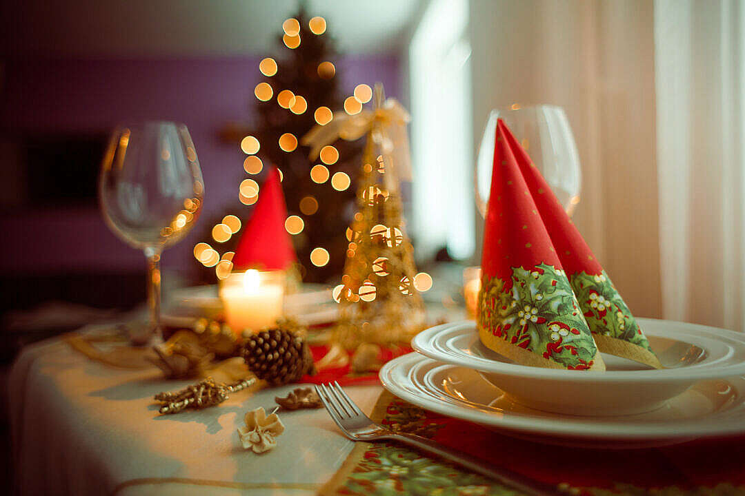 Download Beautiful Christmas Table Setting FREE Stock Photo