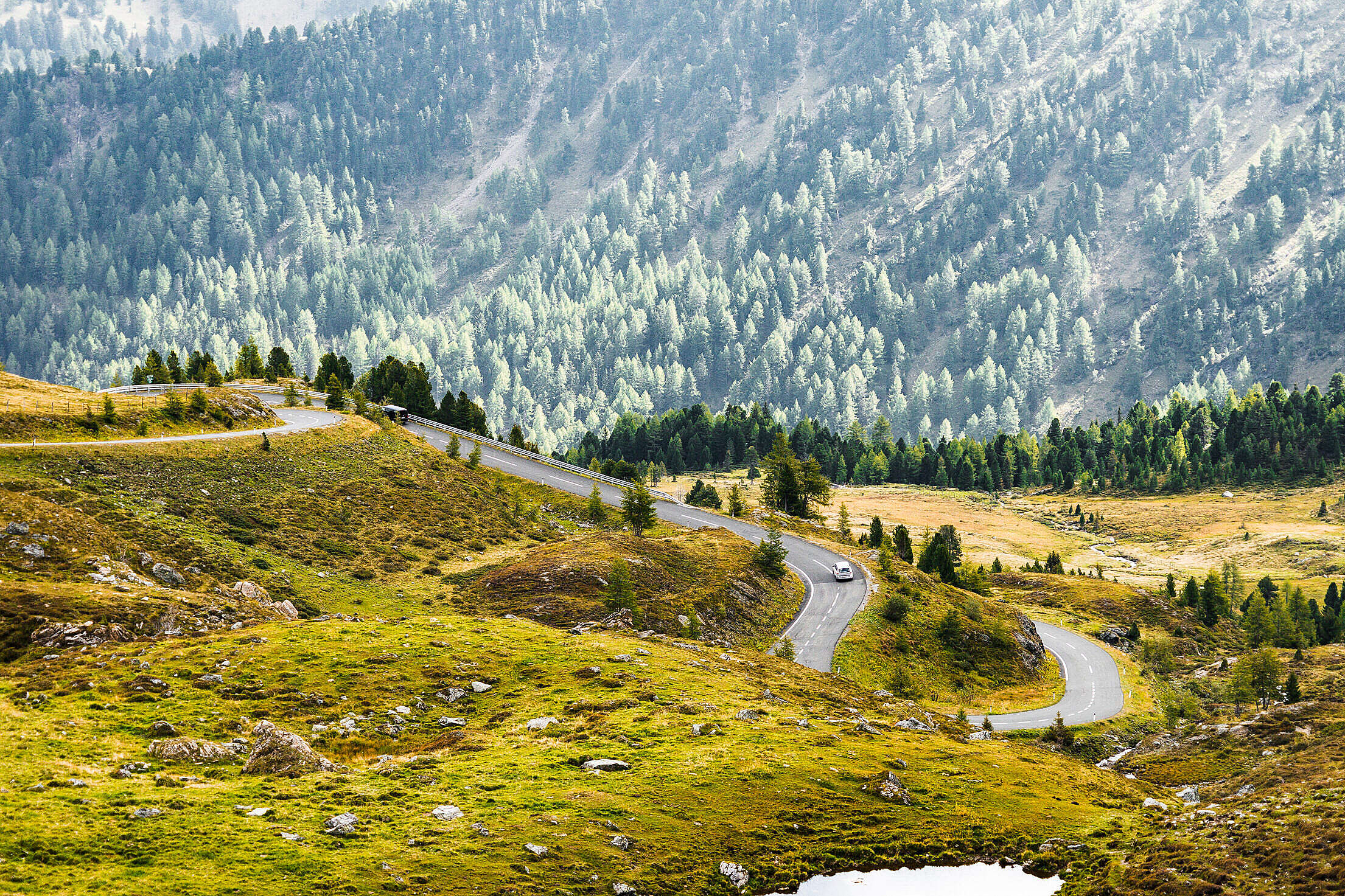 Beautiful Curvy Road in Austrian Nature Free Stock Photo