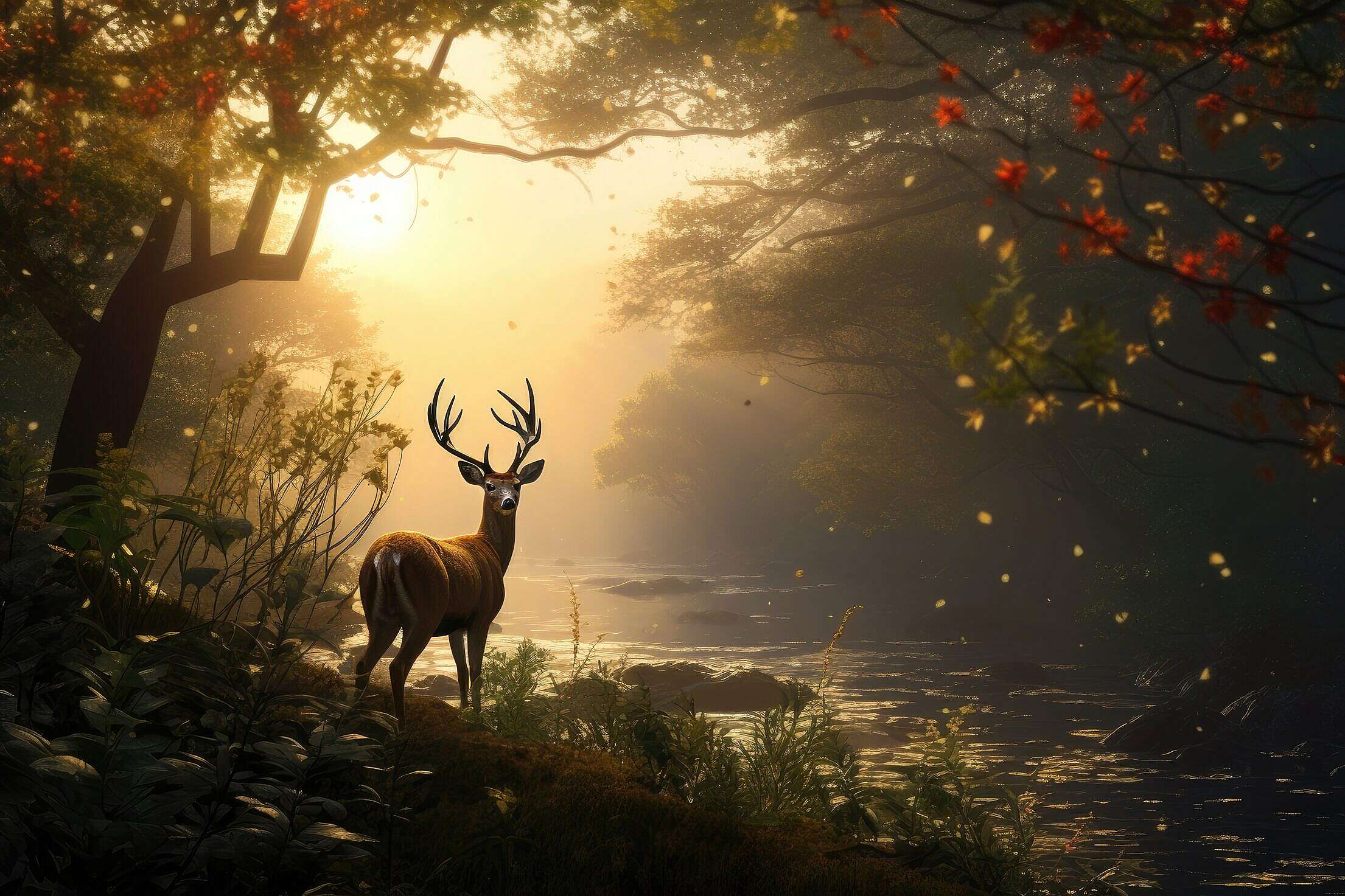 Beautiful Deer Standing by The River Free Stock Photo | picjumbo