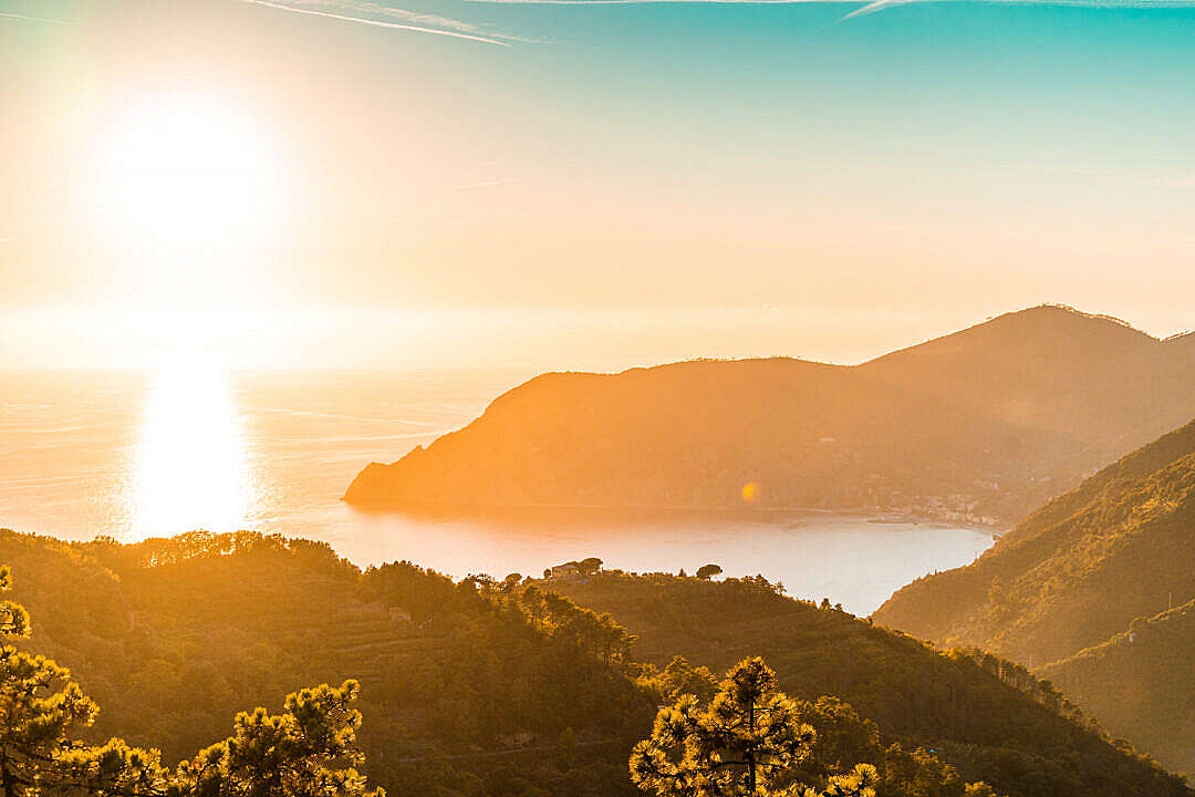 Beautiful Italian Coast Sunset over The Sea