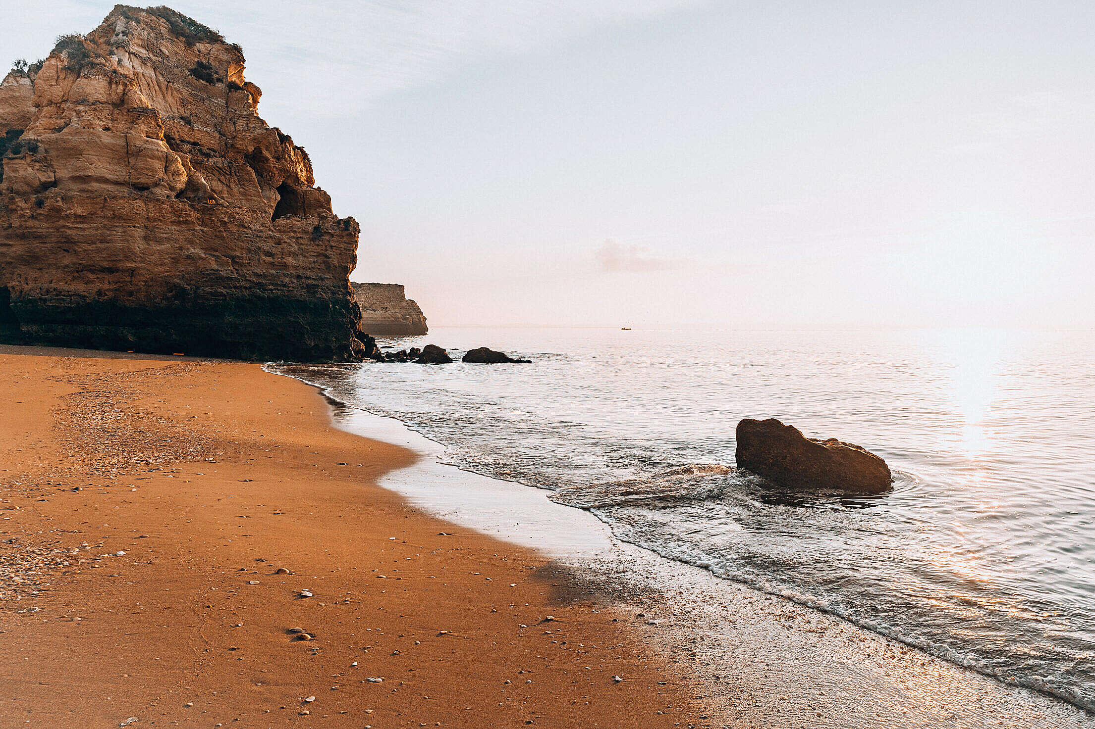 Beautiful Morning on a Beach in Portugal Free Stock Photo