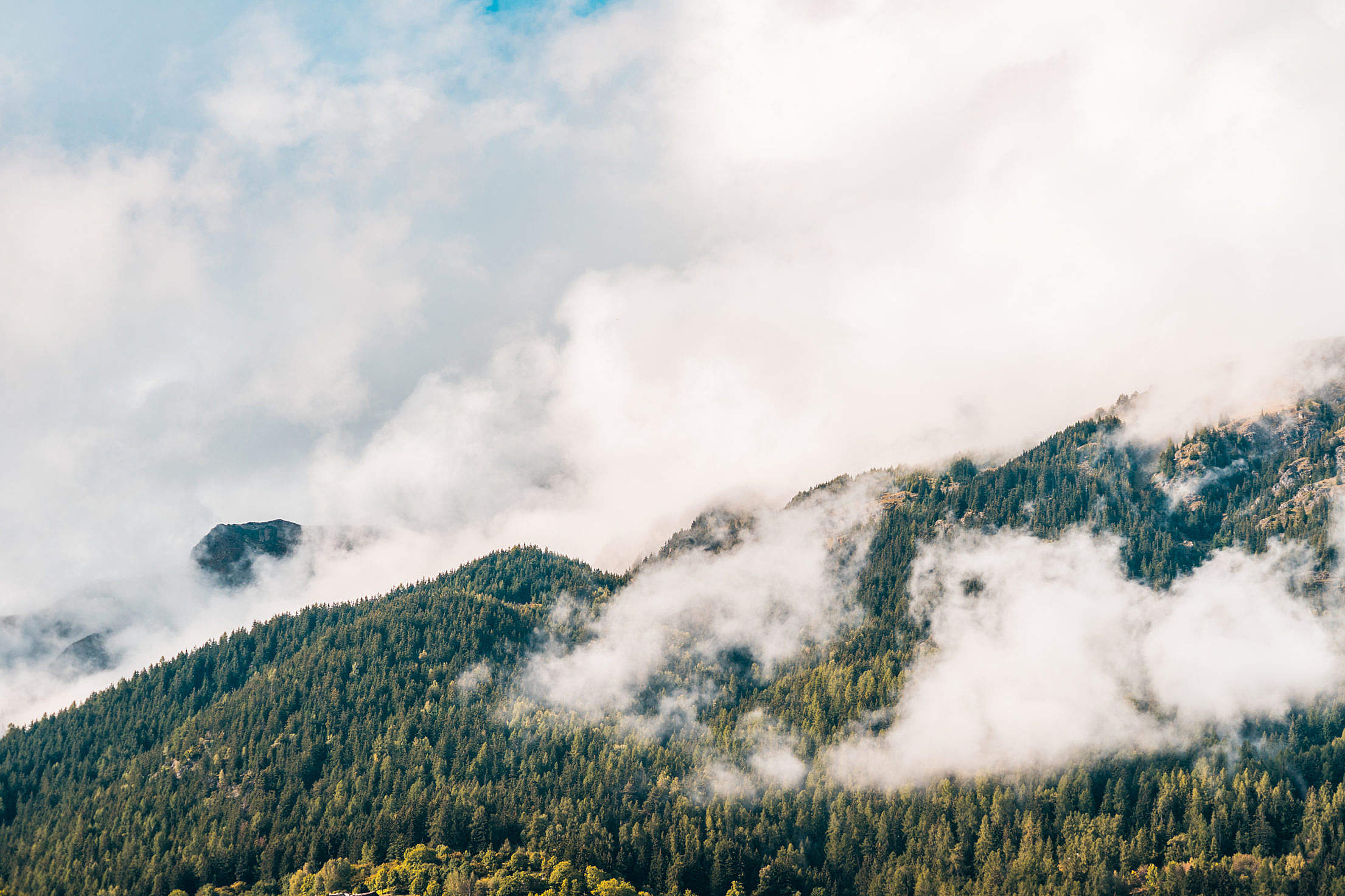 Beautiful Mountains Landscape with Clouds Free Stock Photo