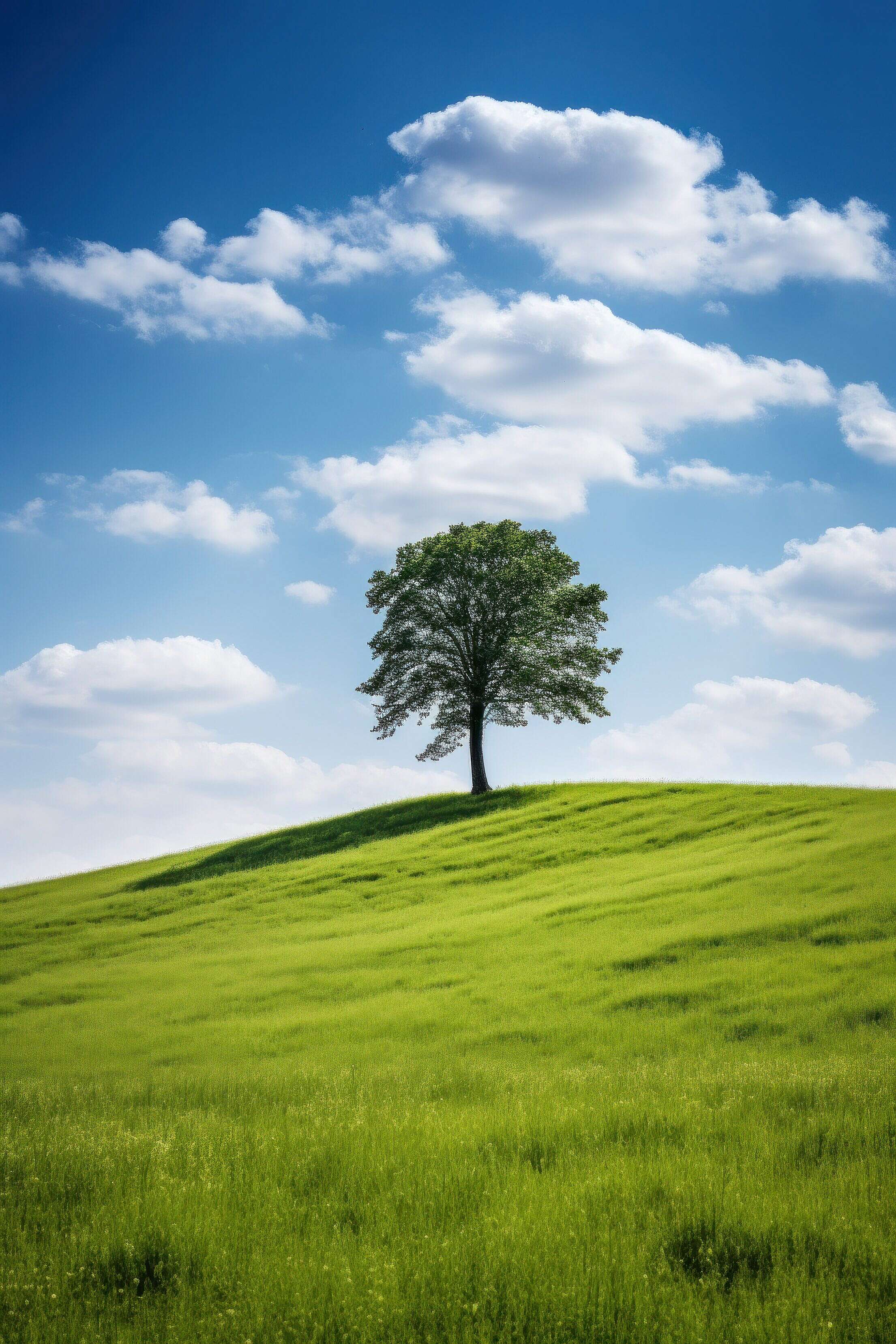 Beautiful Solitaire Tree on a Green Hill Free Stock Photo | picjumbo