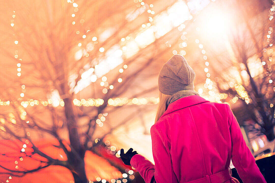 Beautiful Woman at Christmas Market