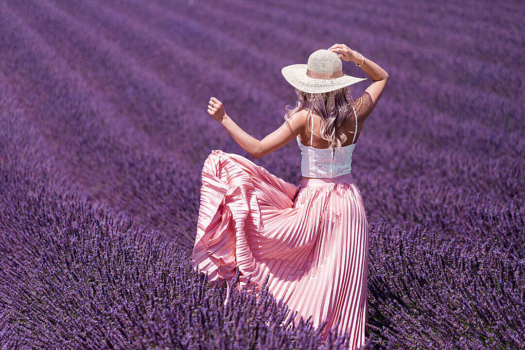 Beautiful Woman Dress and Lavender Field