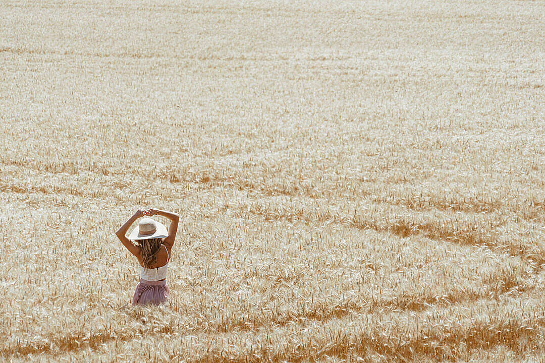 Download Beautiful Woman in Wheat Field FREE Stock Photo