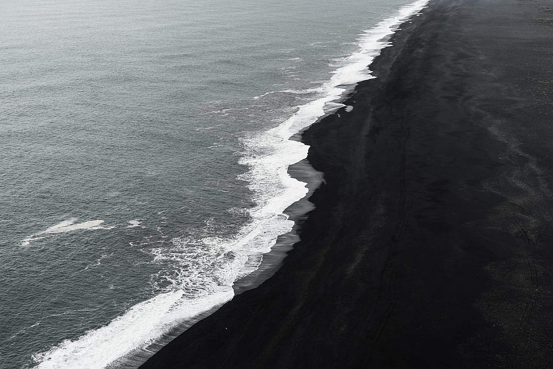 Download Black Beach Shoreline on Iceland FREE Stock Photo