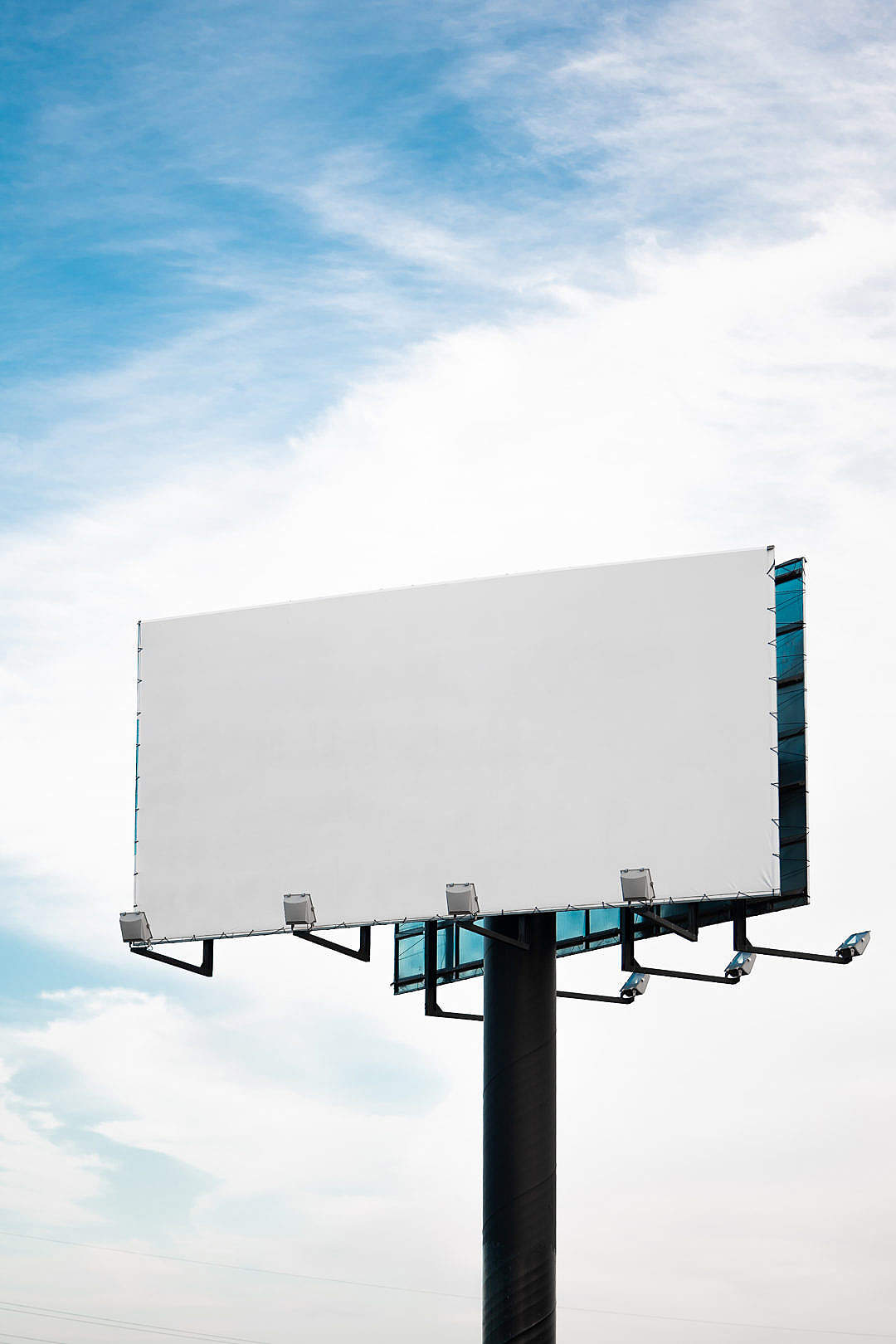 Blank Billboard For Advertising With Cloudy Sky Background