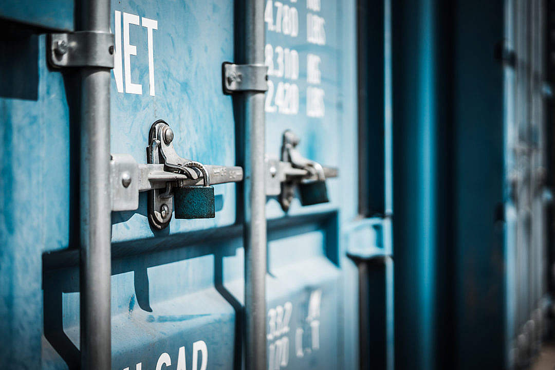 Download Blue Shipping Container Doors Close Up FREE Stock Photo
