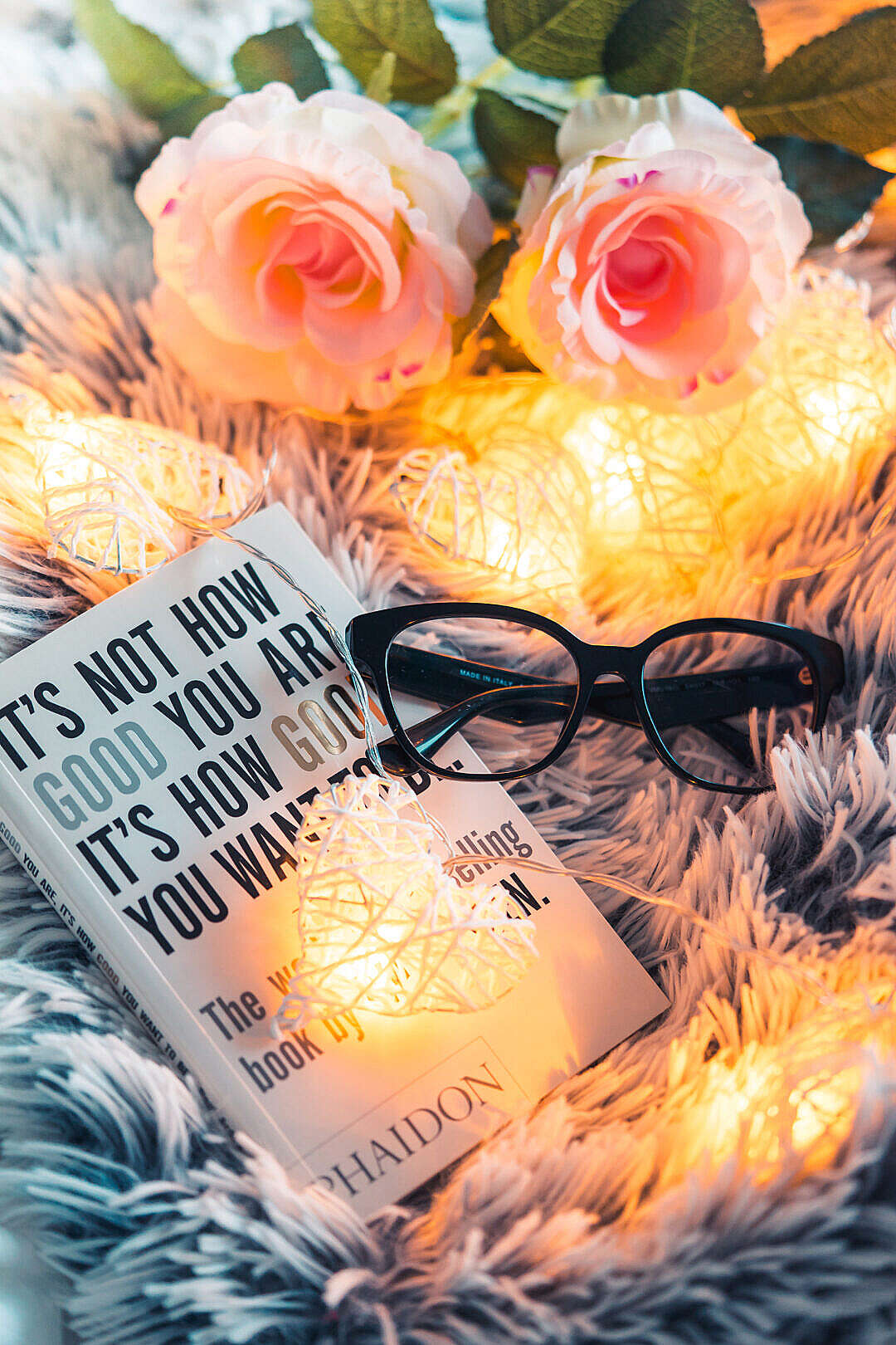 Download Book and Glasses Reading Mood FREE Stock Photo
