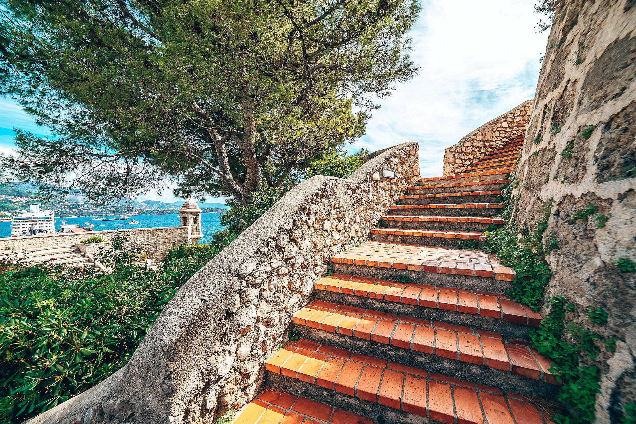 Brick Staircase in Monaco Free Stock Photo