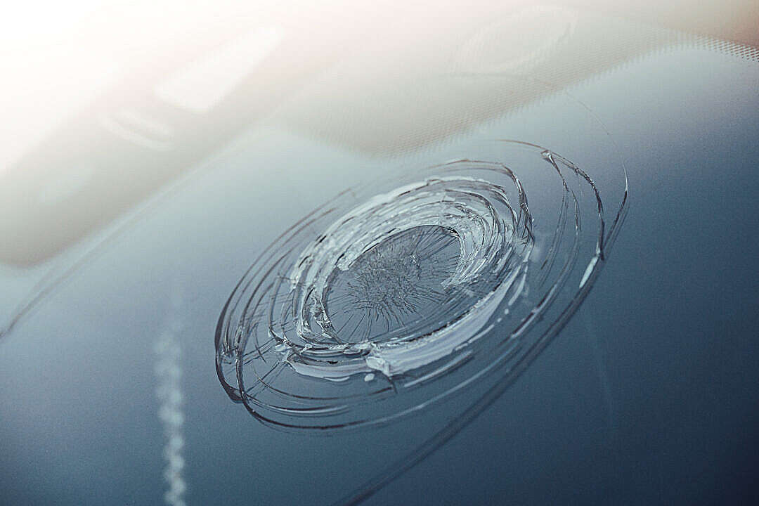 Download Broken Windshield from Giant Hail FREE Stock Photo
