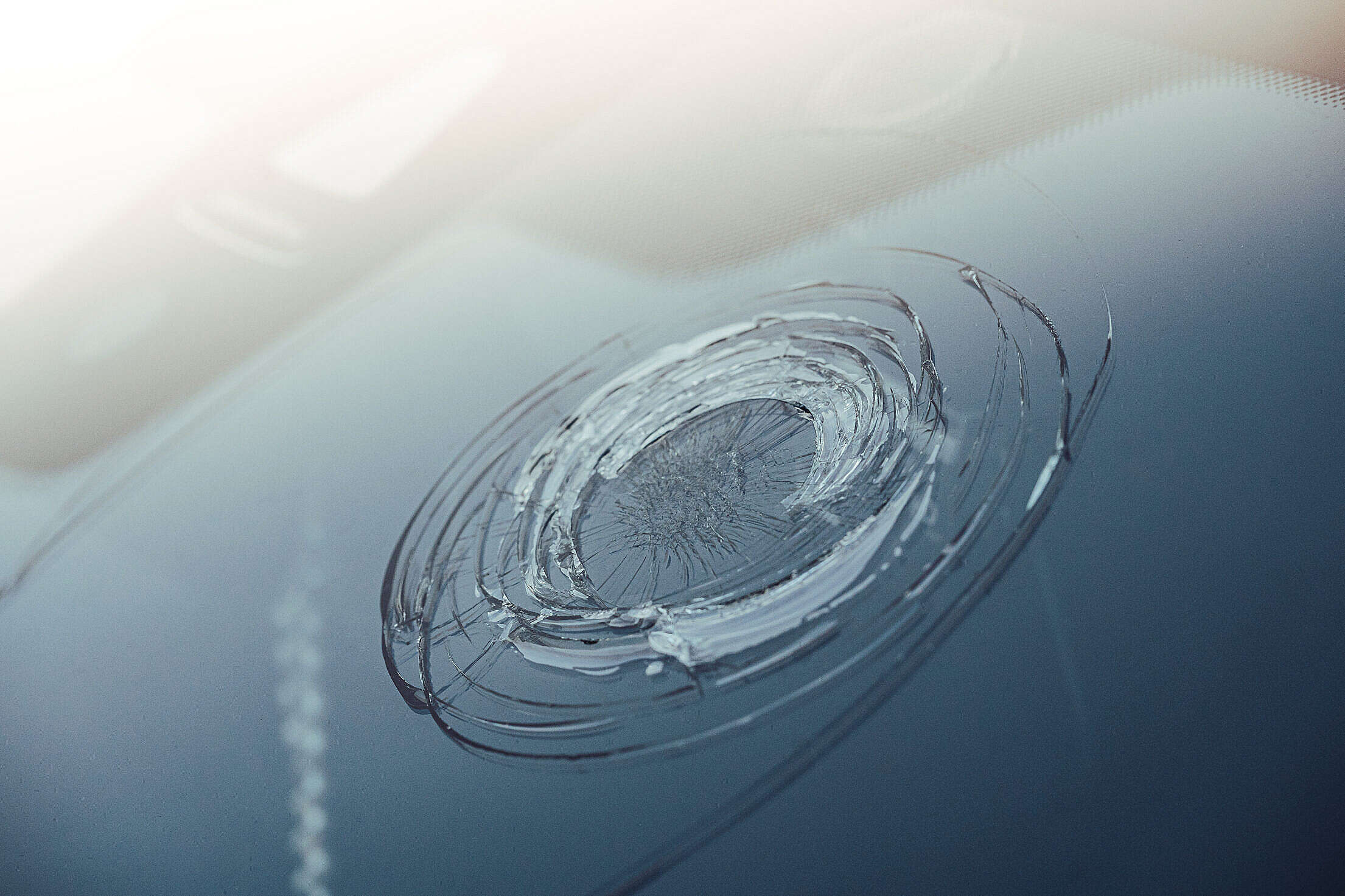 Broken Windshield from Giant Hail Free Stock Photo