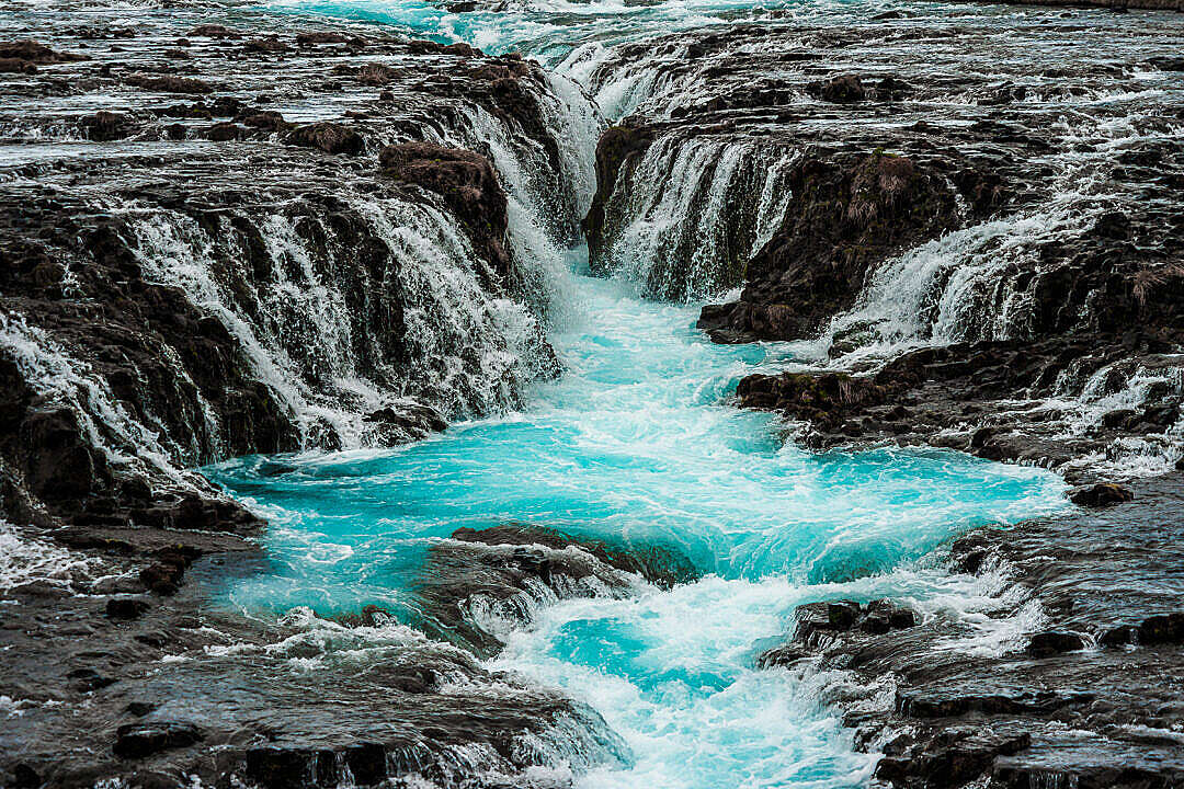 Download Bruarfoss Beautiful Blue Waterfall in Iceland FREE Stock Photo