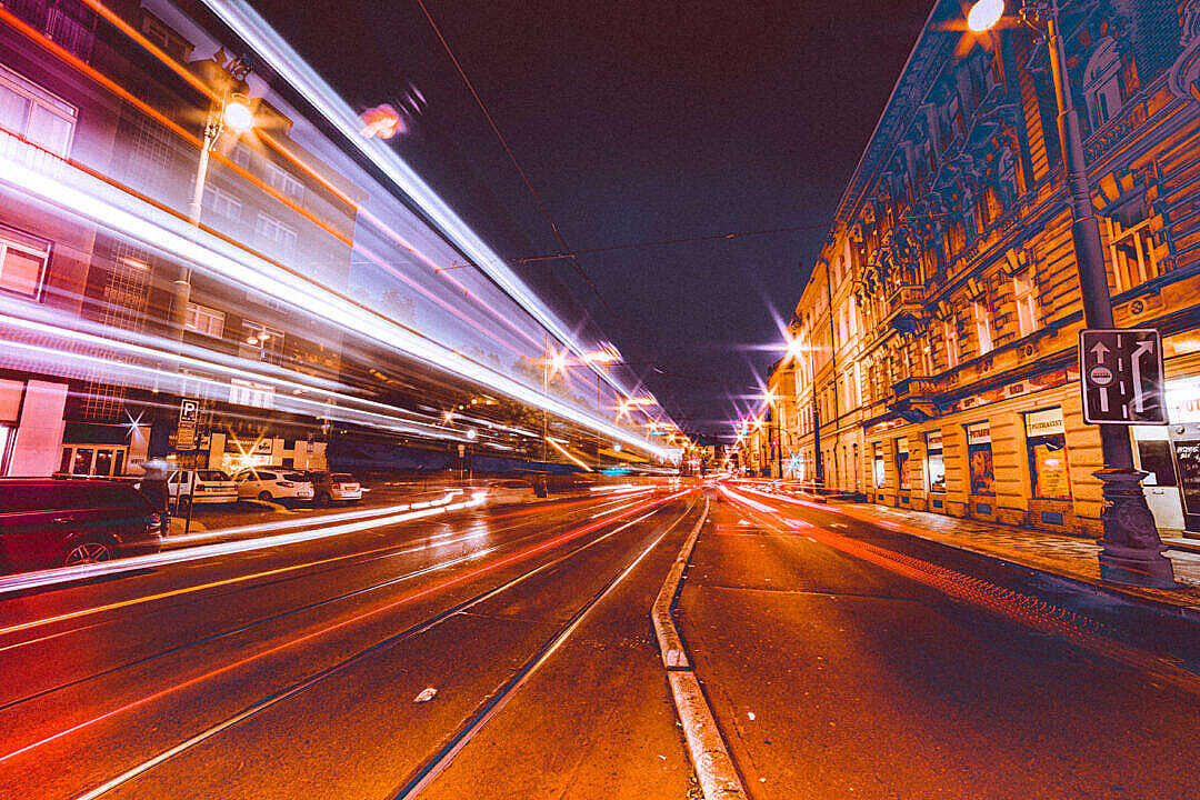 Busy City Streets at Night