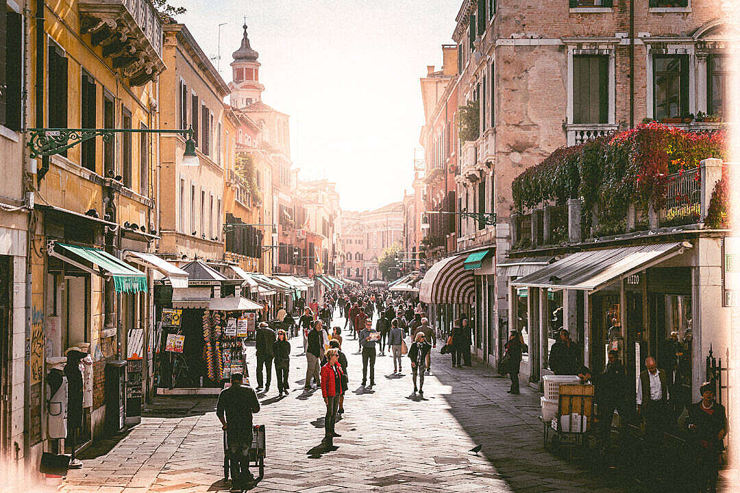 Busy Street in Venice, Italy