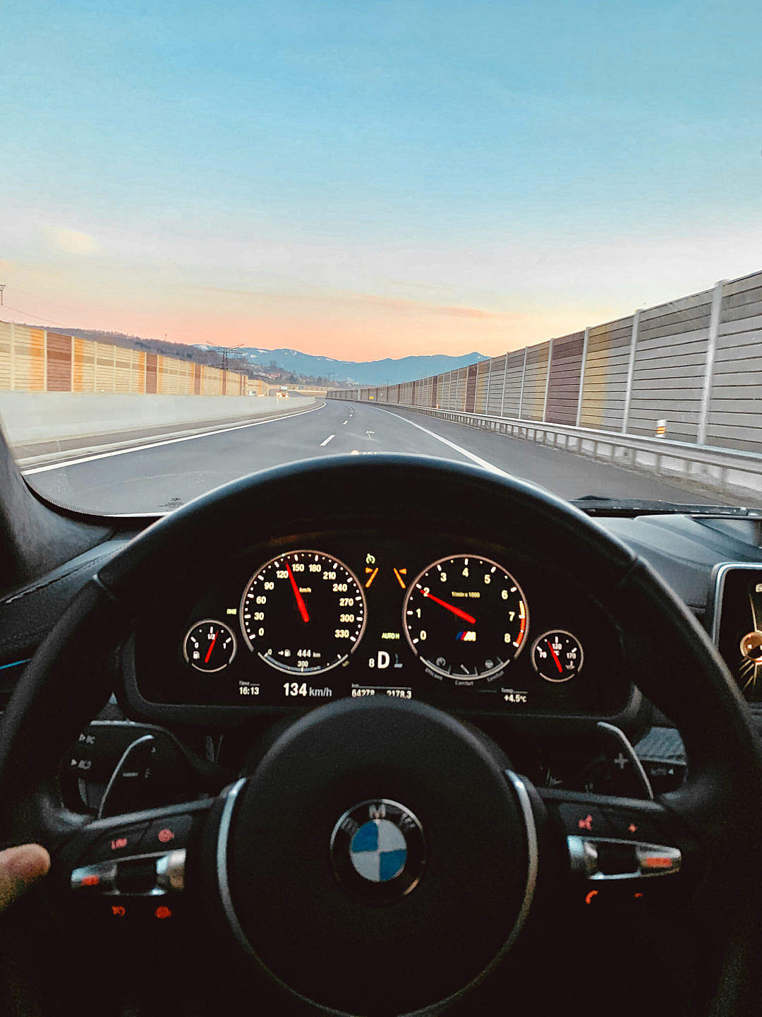 Car Cockpit View on Highway