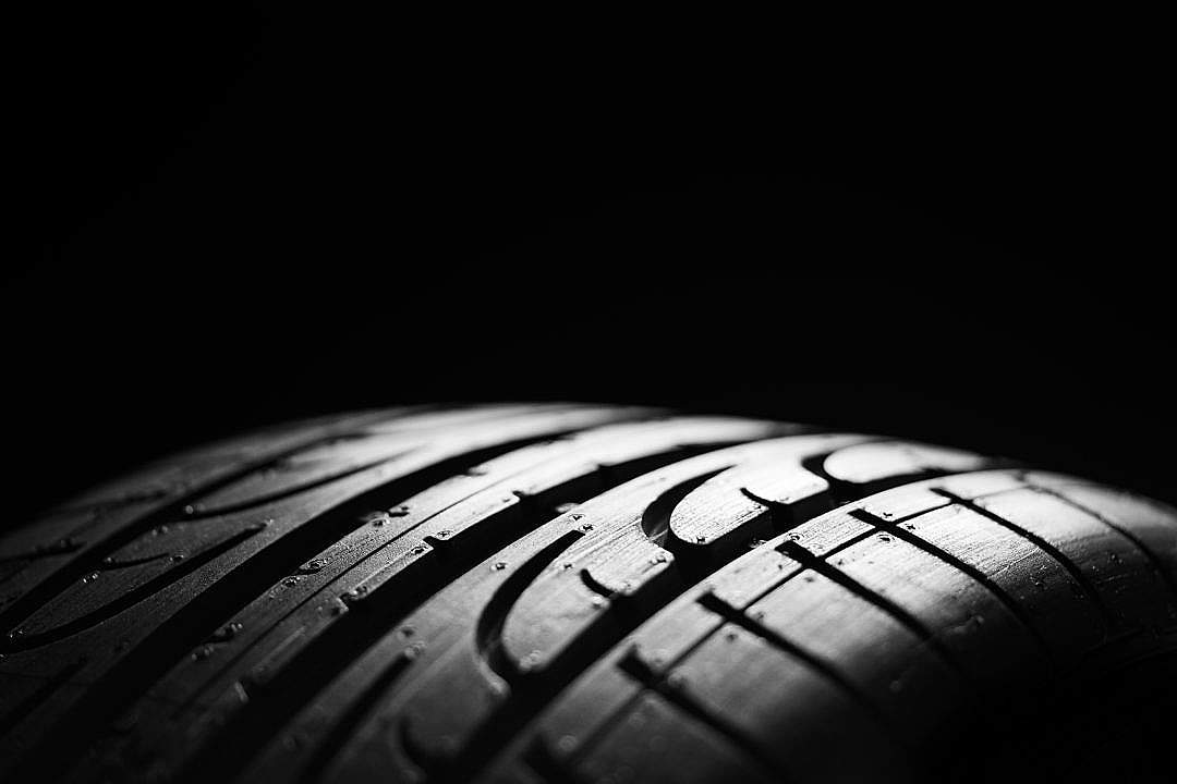 Car tire on a Black Background