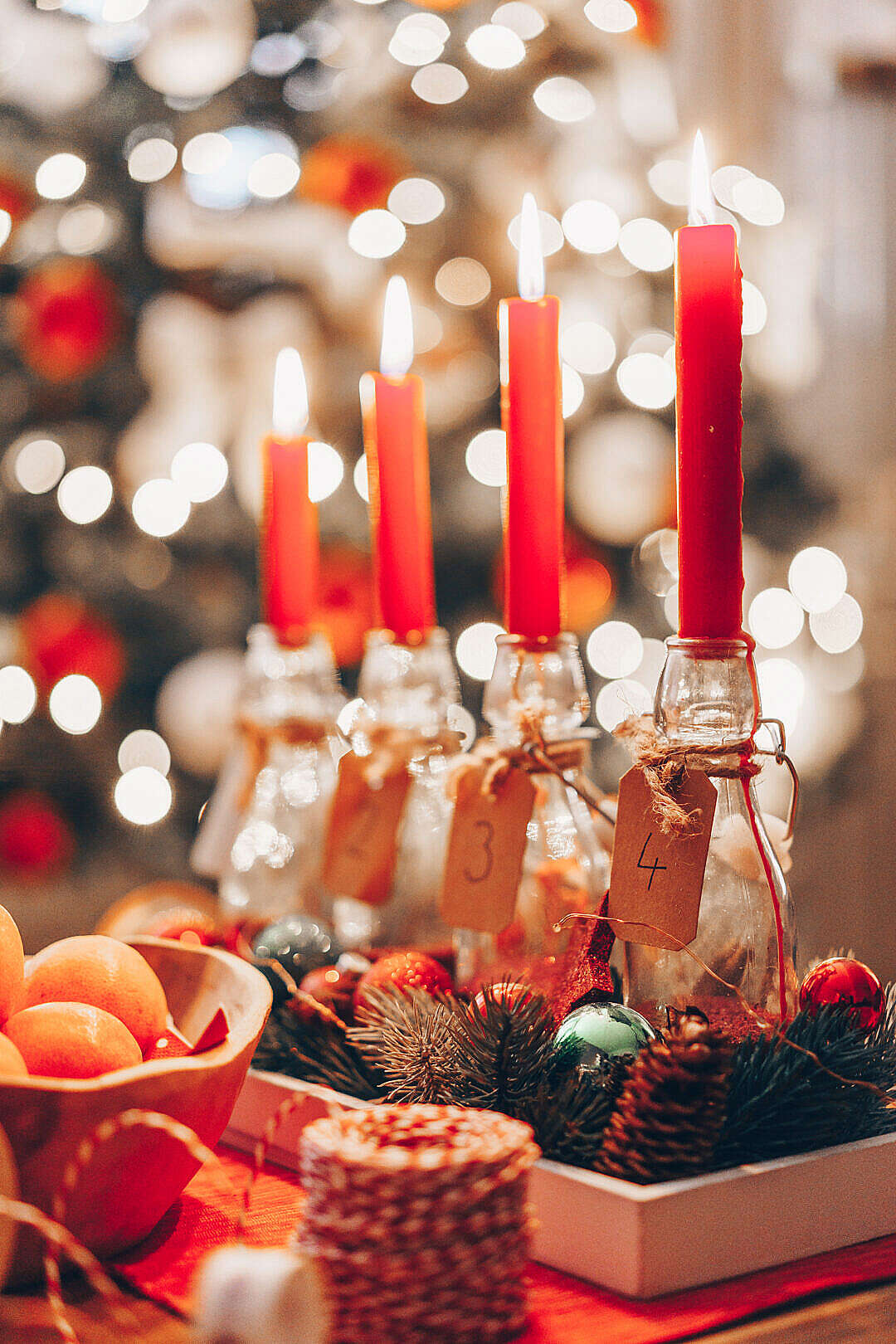 Download Christmas Advent Candlesticks FREE Stock Photo