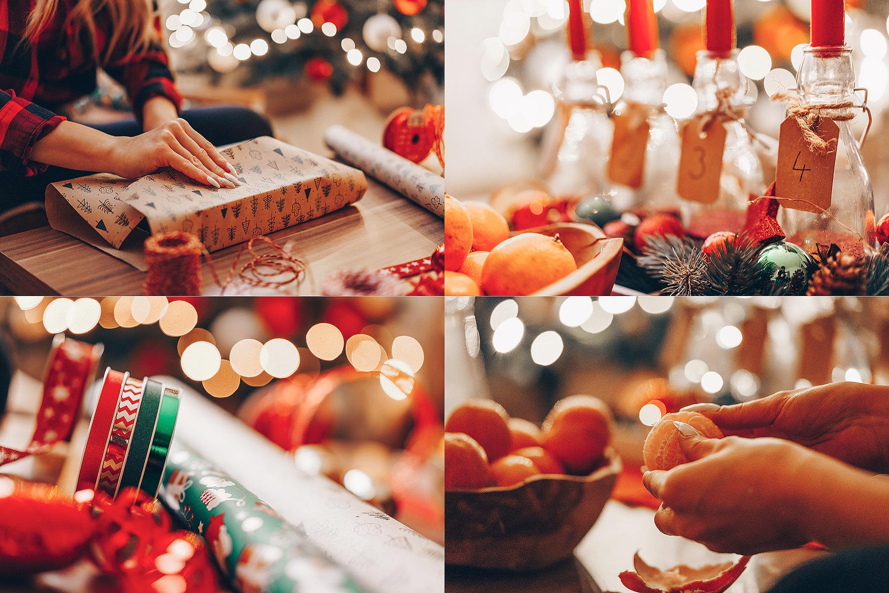 Christmas stock photos: gift wrapping, sweet morning breakfast, fresh yummy tangerine and more!