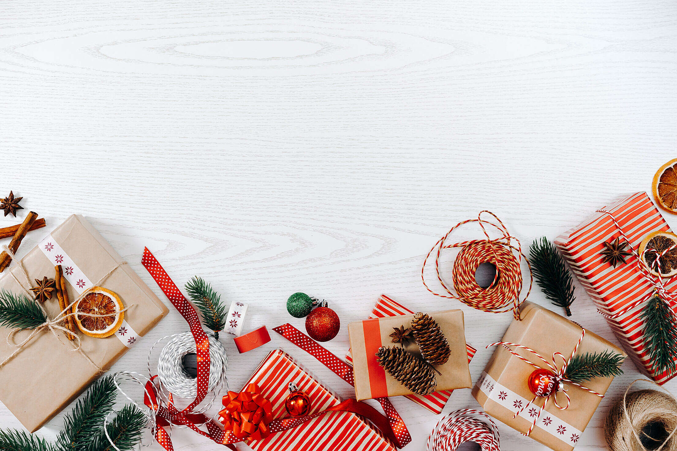 Christmas Presents Background for Text Free Stock Photo