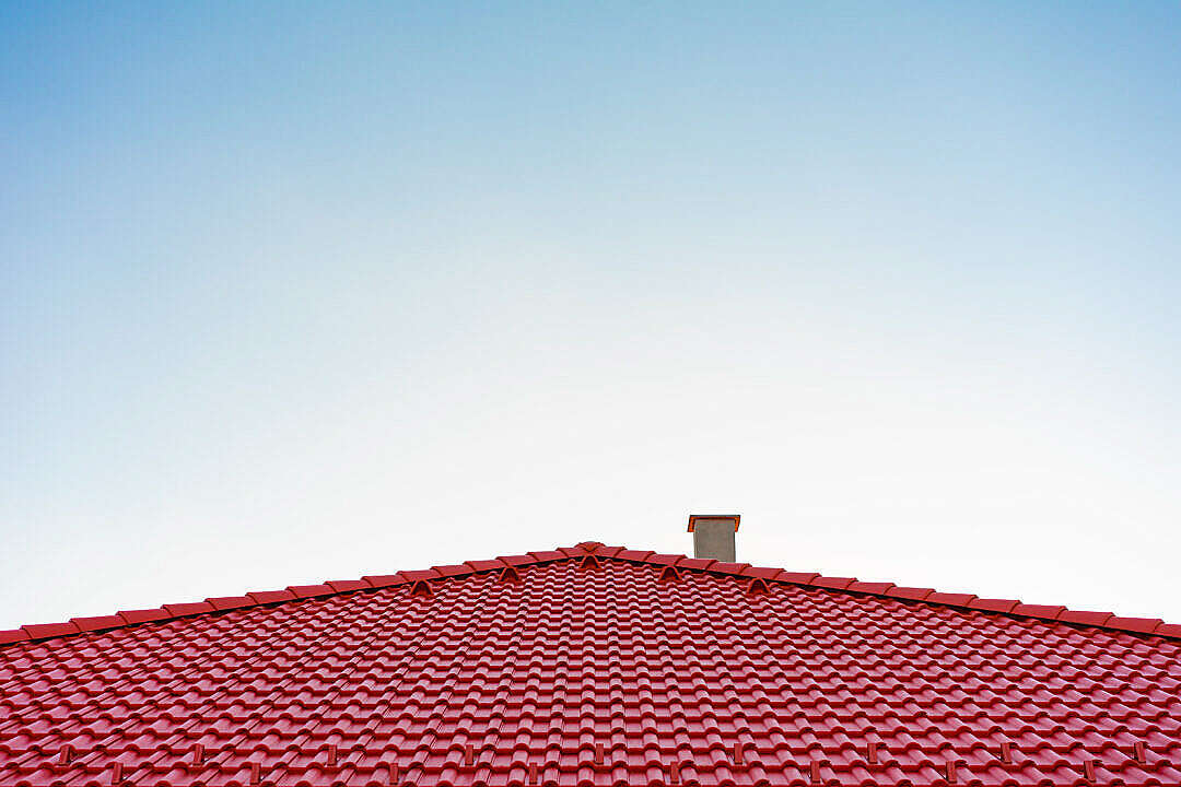 Classic European Red Roof with Chimney