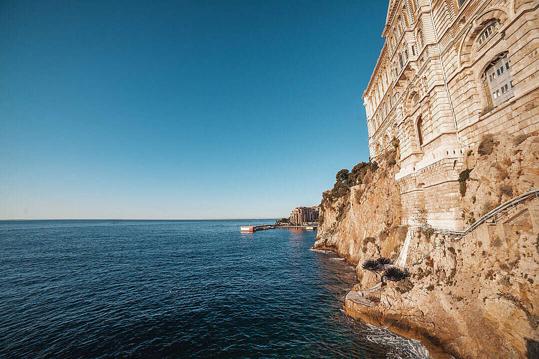 Download Cliff with Oceanographic Museum in Monaco FREE Stock Photo
