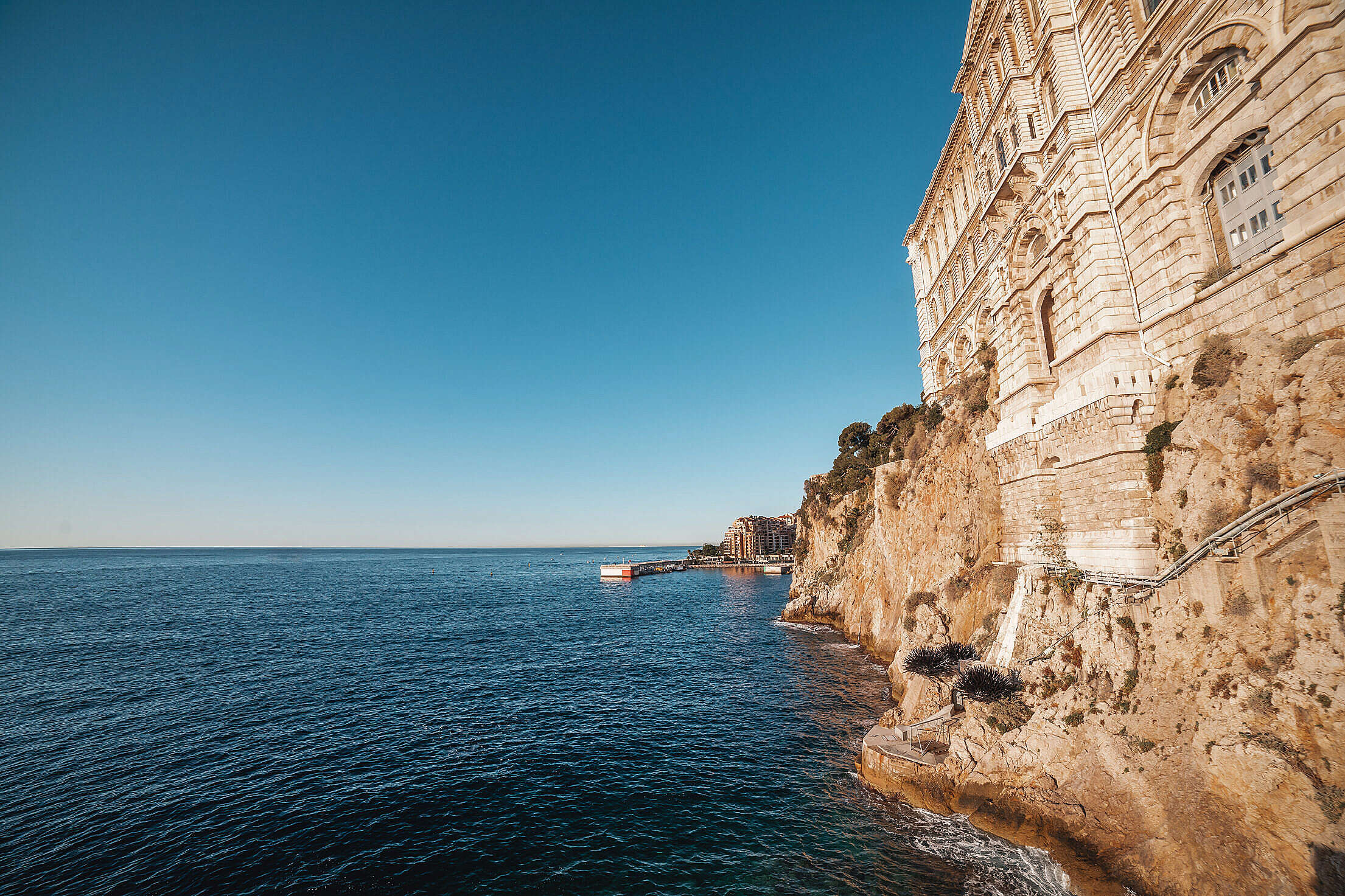 Cliff with Oceanographic Museum in Monaco Free Stock Photo