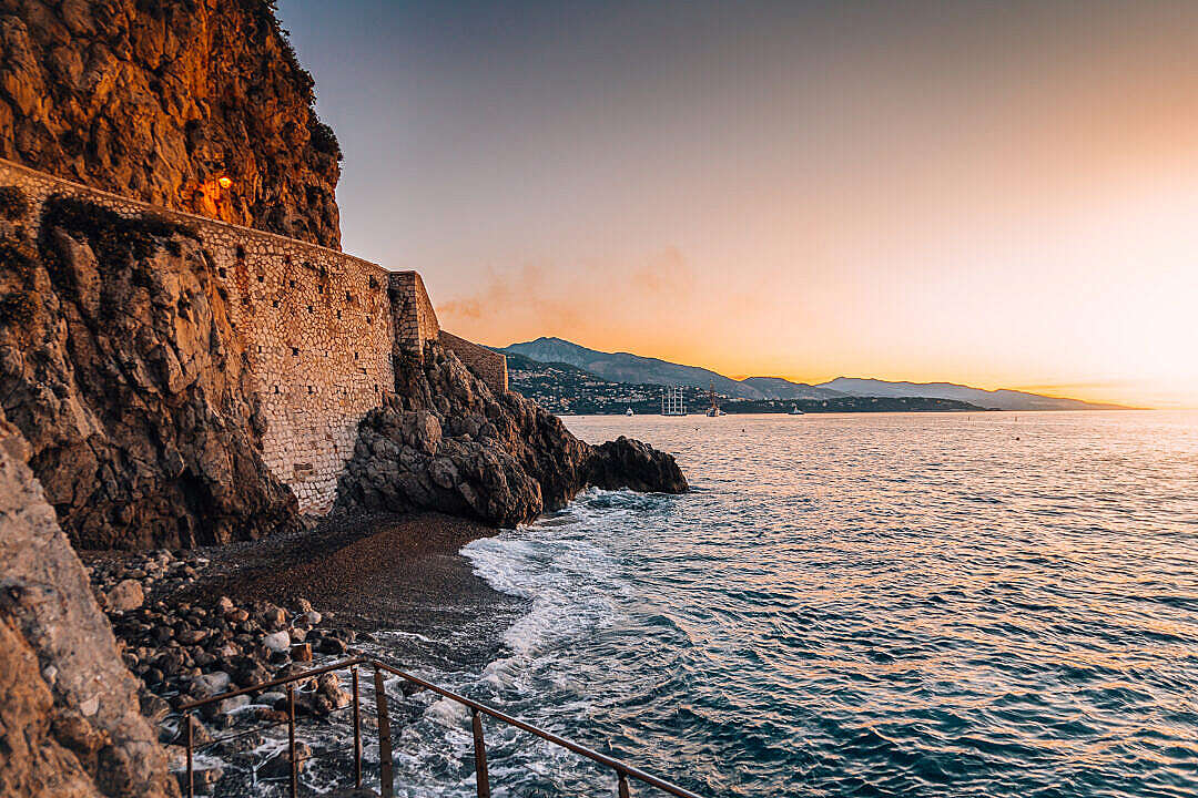 Download Coast in Monaco at Daybreak FREE Stock Photo