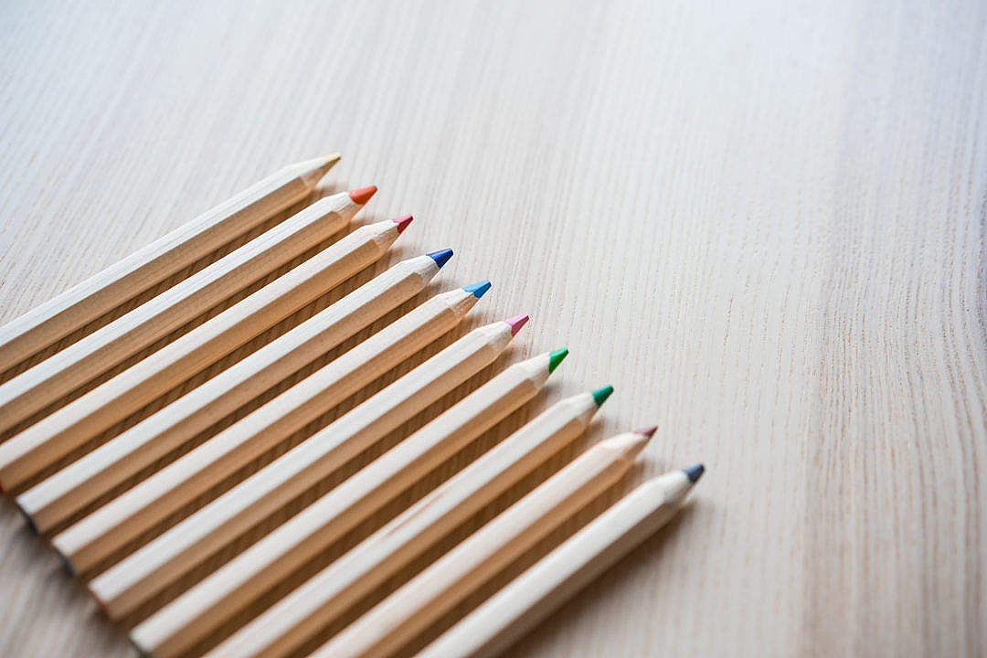 Download Colored Pencils in a Row #2 FREE Stock Photo