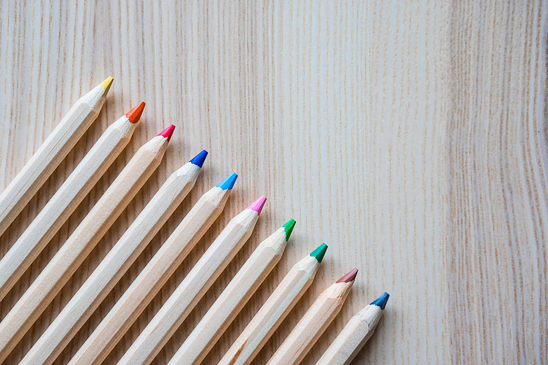 Download Colored Pencils in a Row #3 FREE Stock Photo