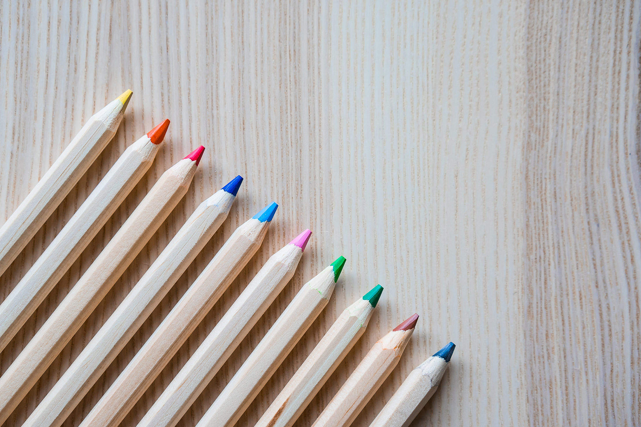 Colored Pencils in a Row #3 Free Stock Photo