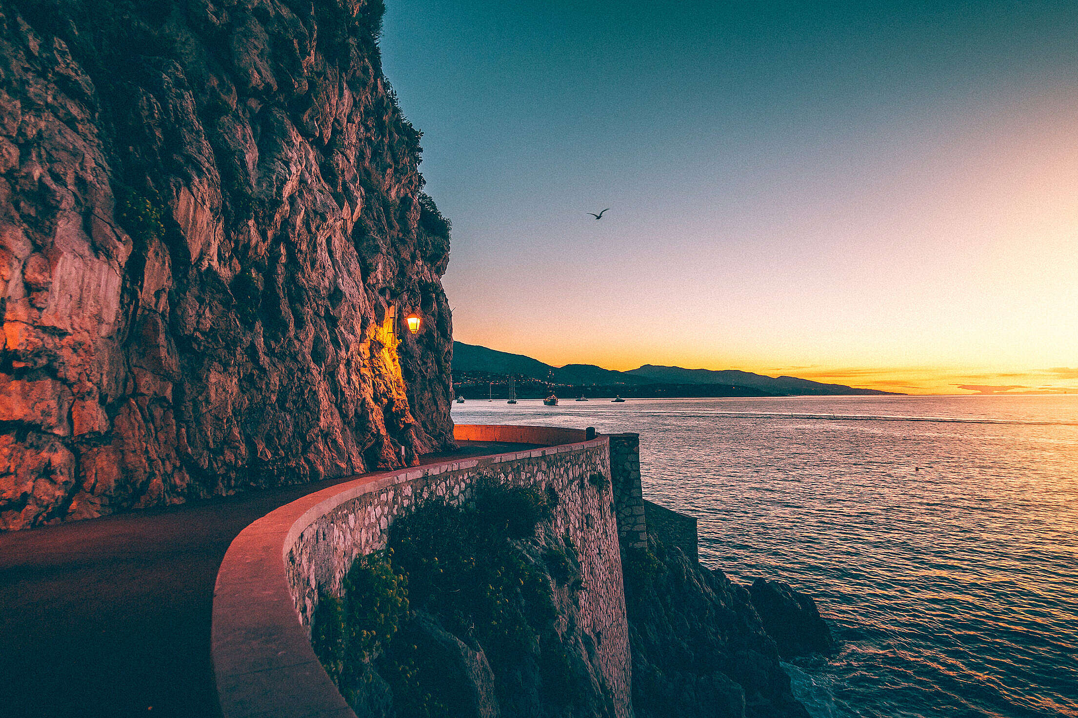 Colorful Dawn in the Coast of Monaco Free Stock Photo