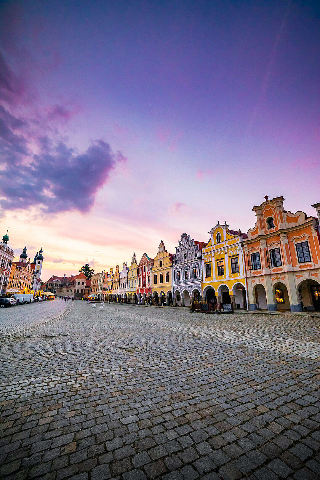 Download Colorful Evening in Telč, Czech Republic FREE Stock Photo