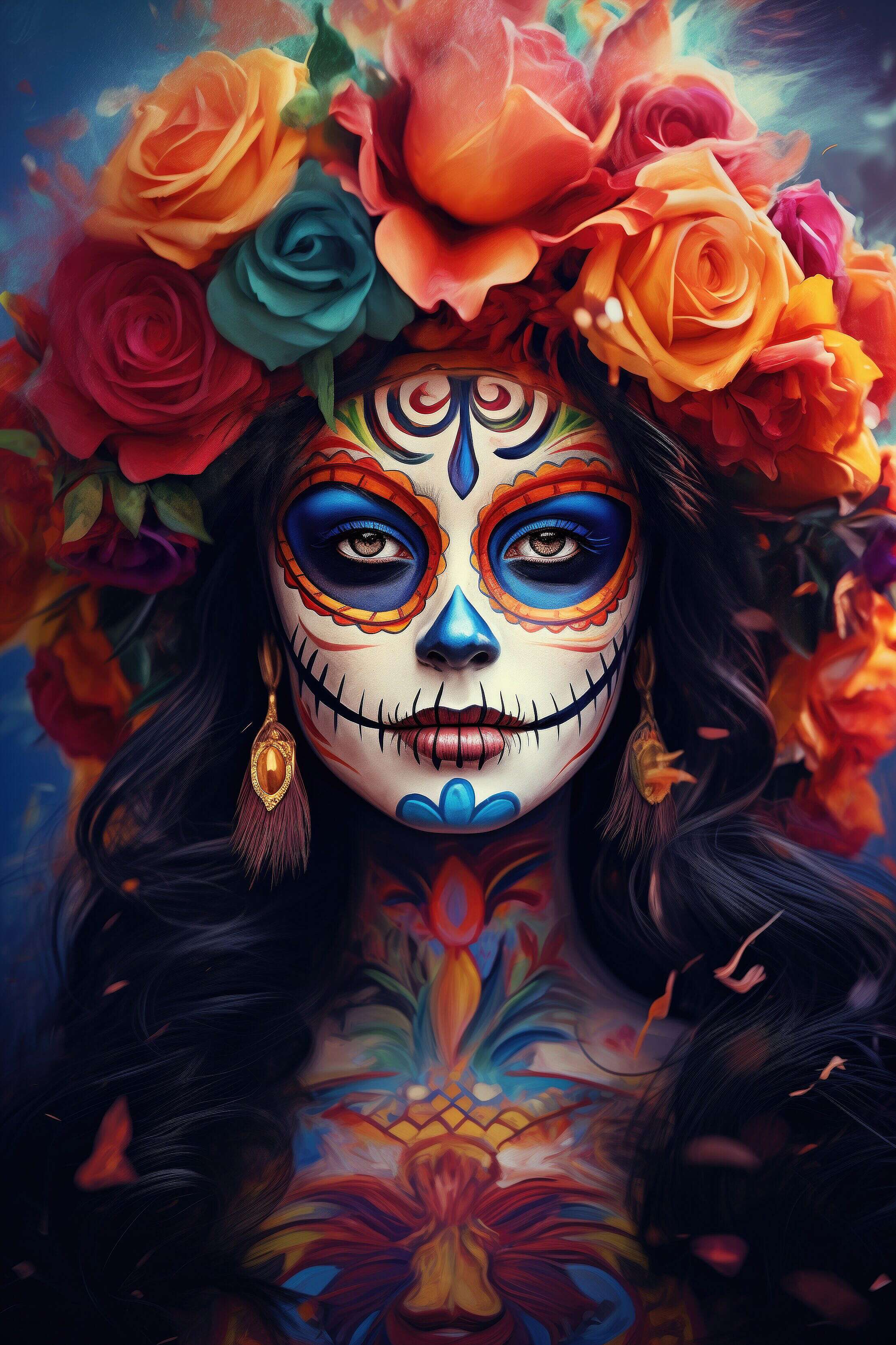 Colorful La Calavera Catrina Skull Makeup Free Stock Photo | picjumbo