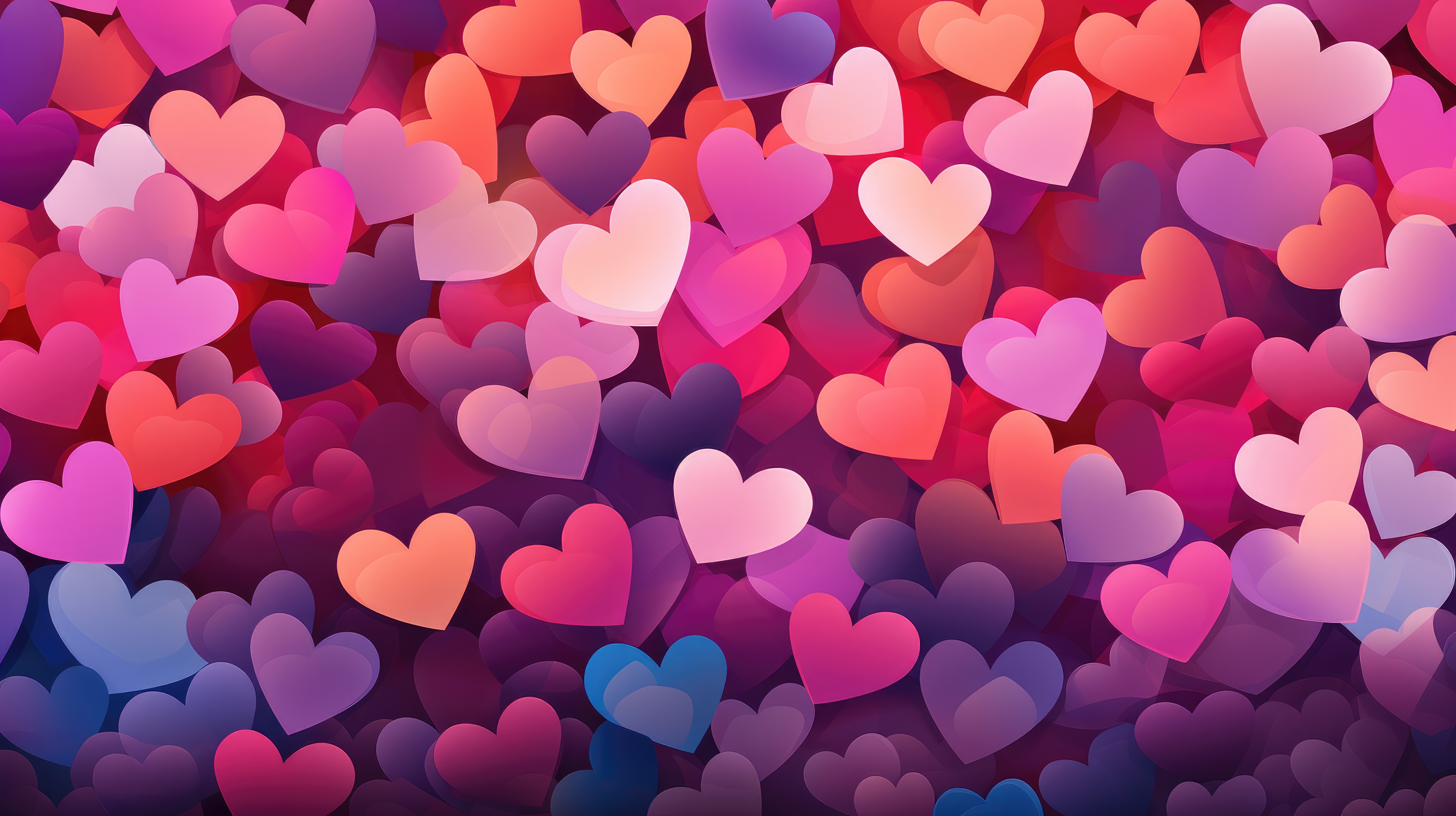 Love hearts Wallpaper 4K, Colorful hearts, Heart shape
