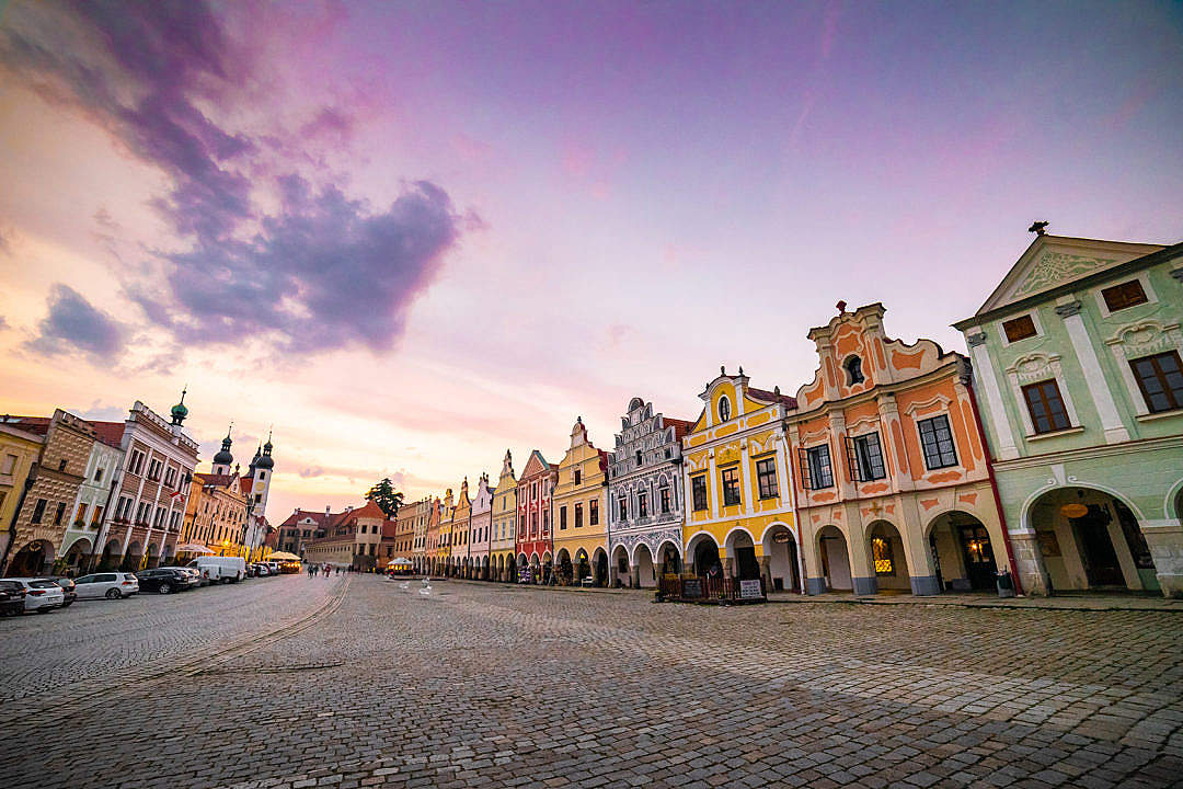 Colorful Square of Czech City Telč