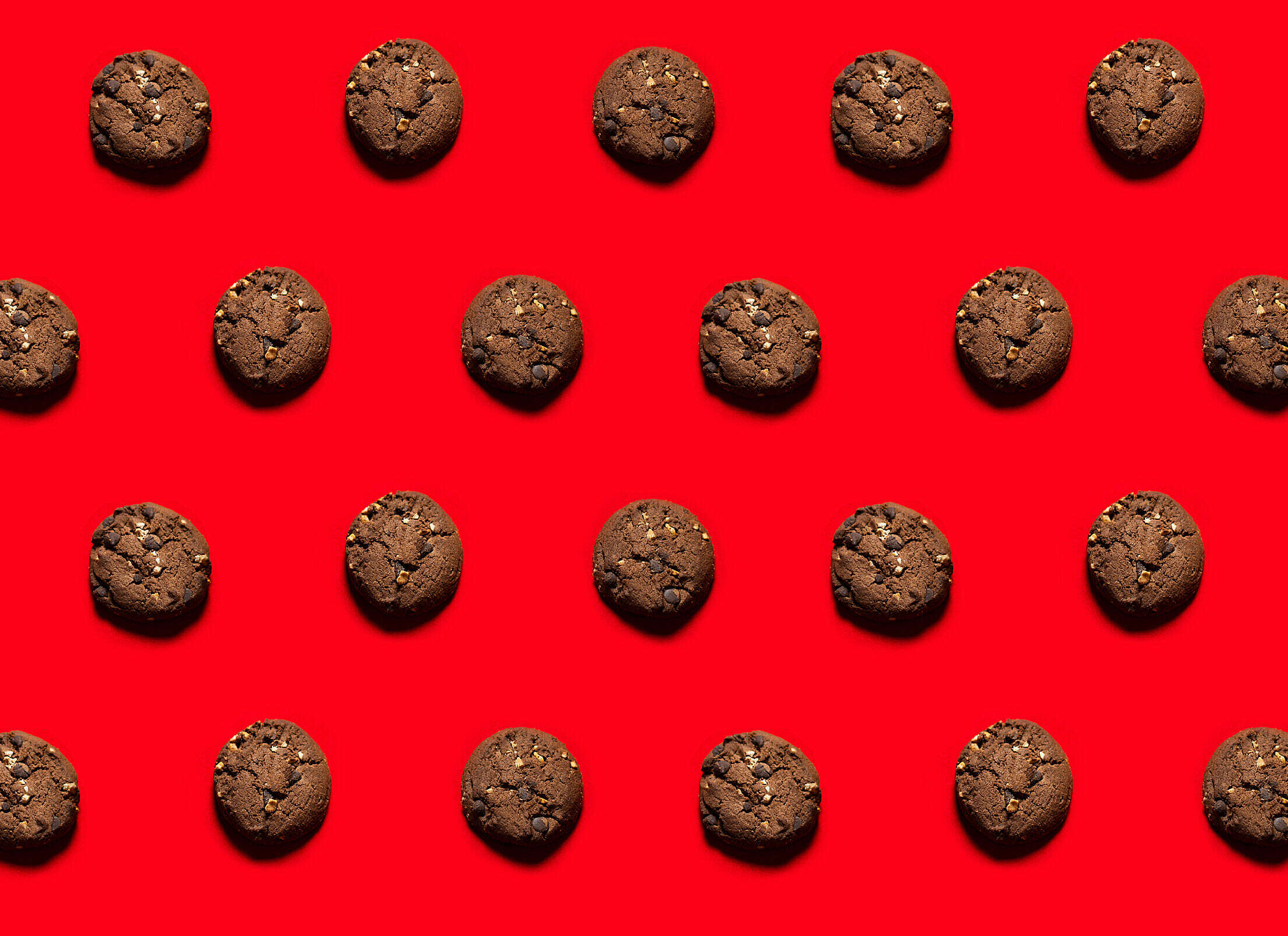 Cookies Flat Lay with Red Background Free Stock Photo