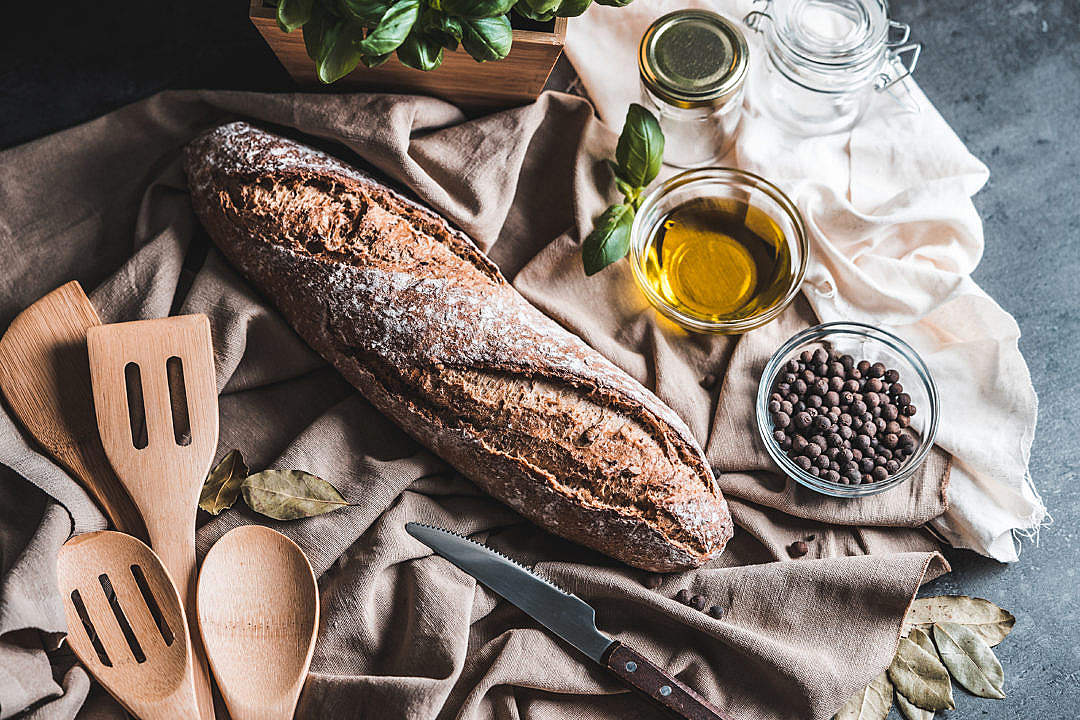 Crispy Homemade Whole Grain Baguette