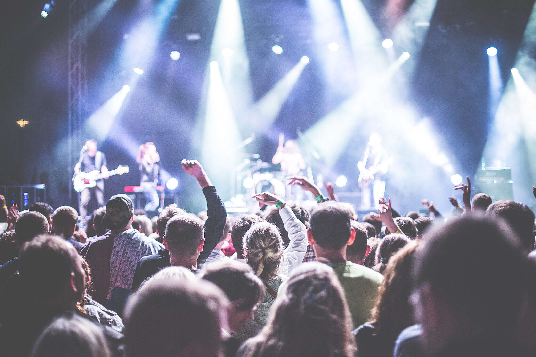 Crowds of People Partying at a Live Concert Free Stock Photo