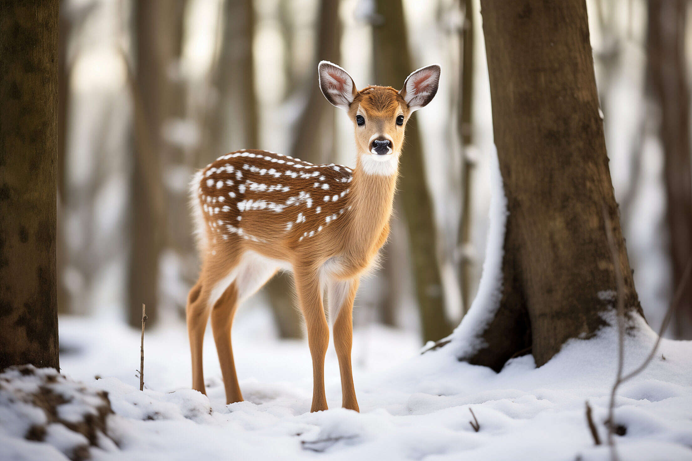 Cute Little Bambi Looking into Camera Free Stock Photo | picjumbo